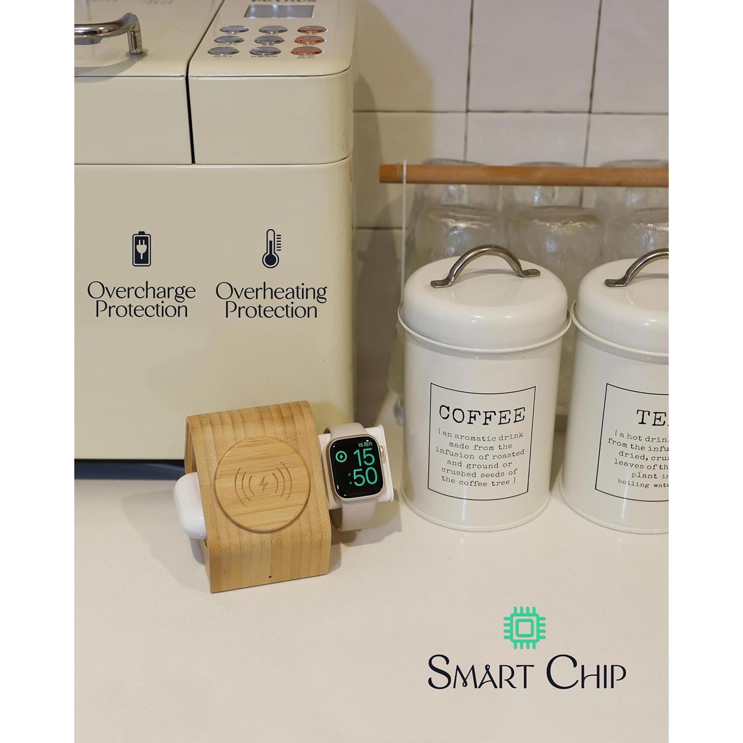 Estación de Carga Inalámbrica 3-en-1 DYEWEAVE de Bambú