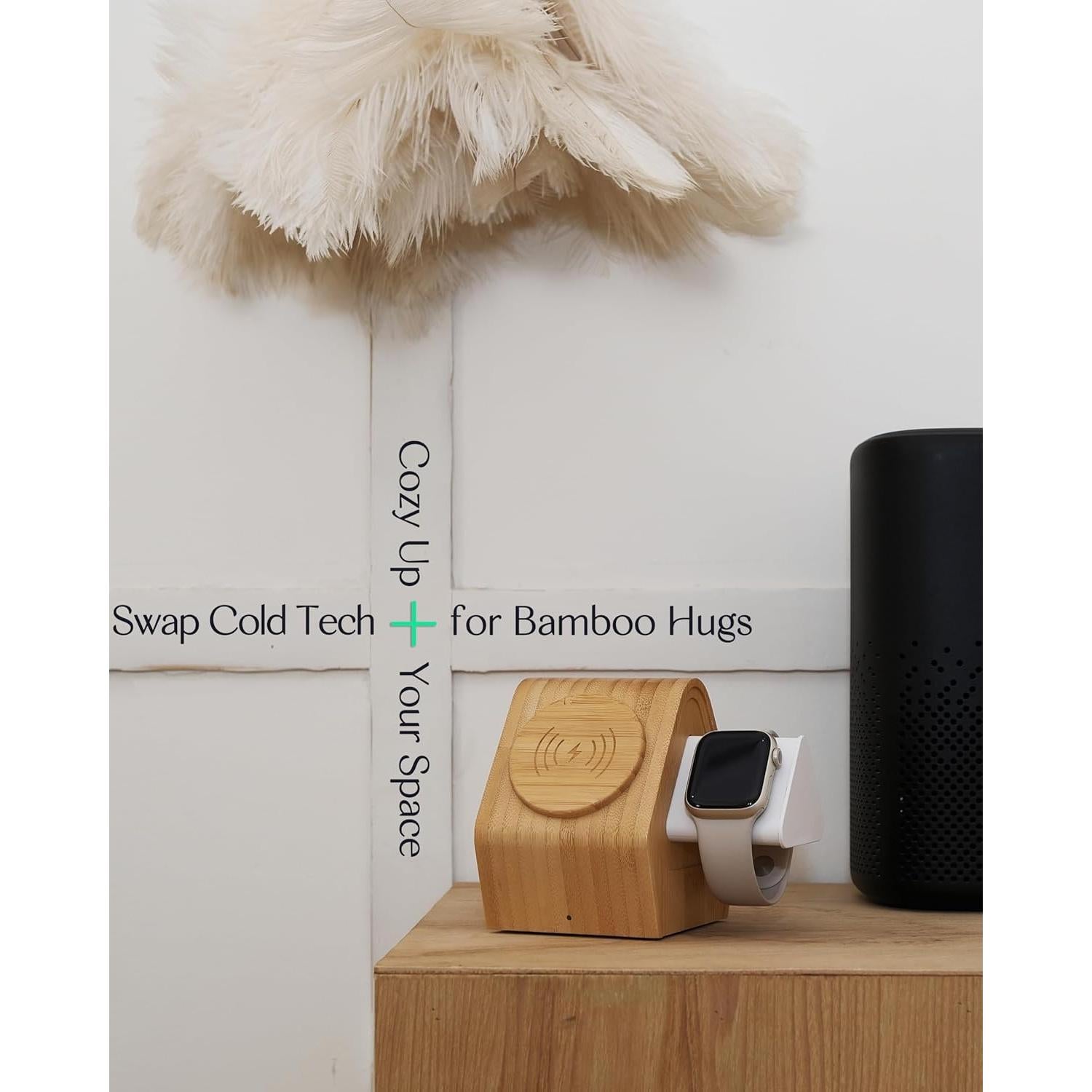 Estación de Carga Inalámbrica 3-en-1 DYEWEAVE de Bambú