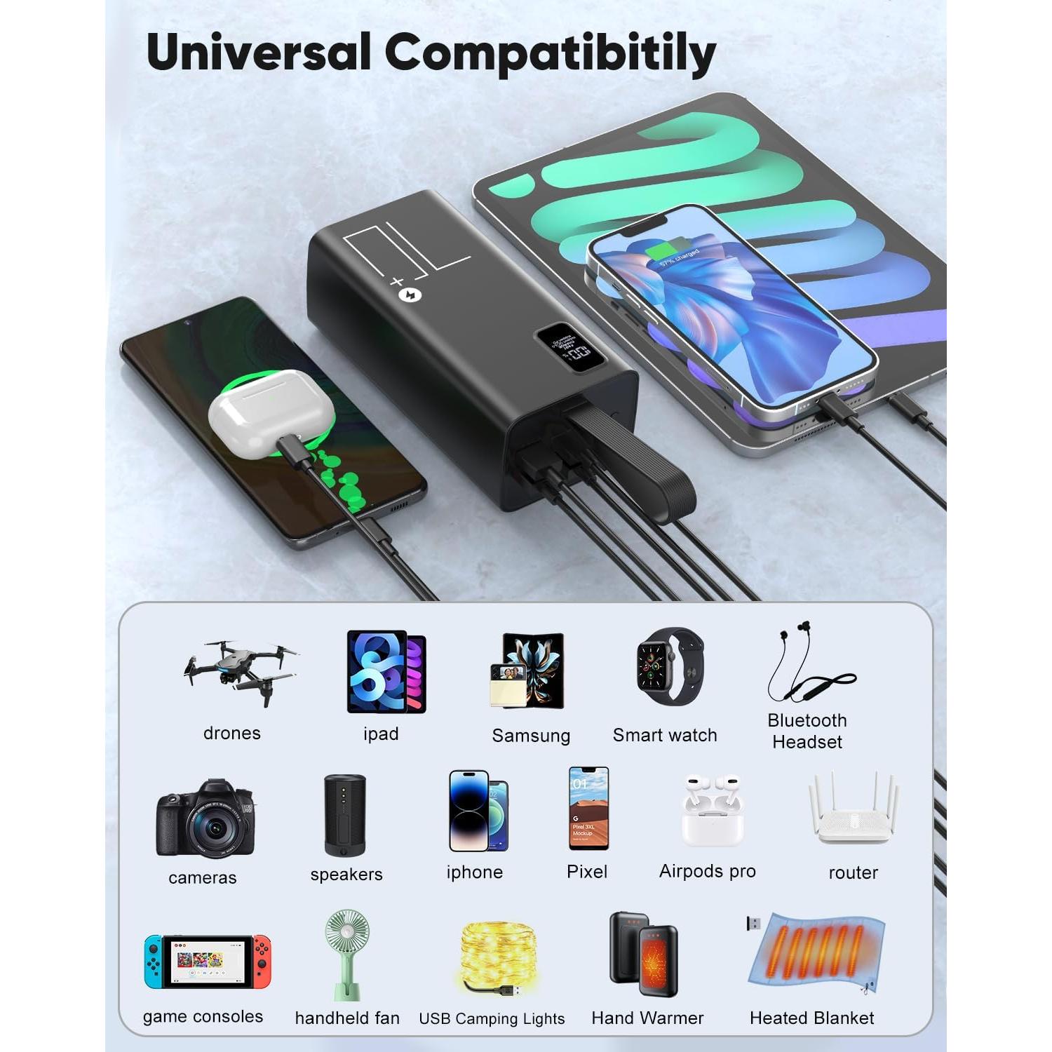 Cargador Portátil Liahomco 70000mAh Carga Rápida 30W USB-C