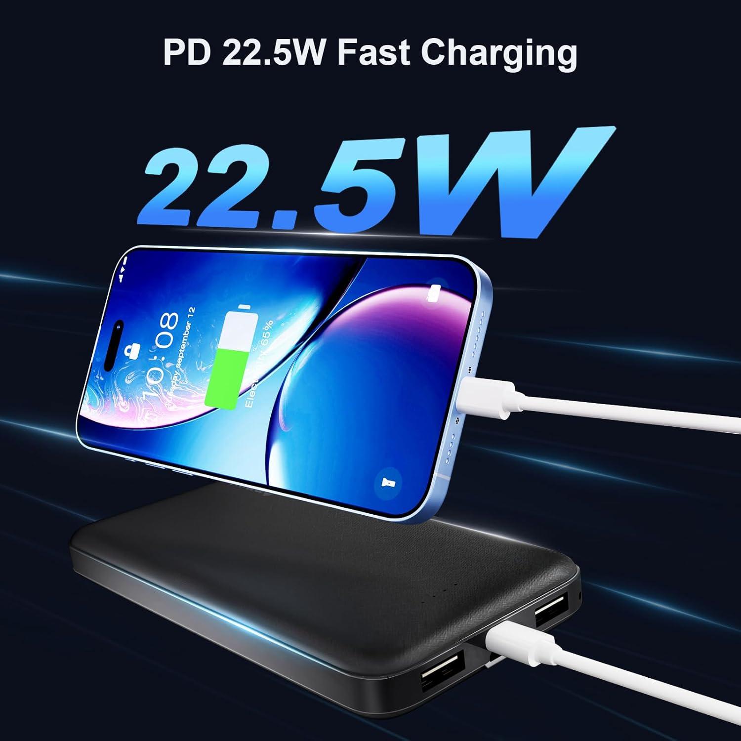 Cargador Portátil Miady 10000mAh 22.5W Carga Rápida Doble USB