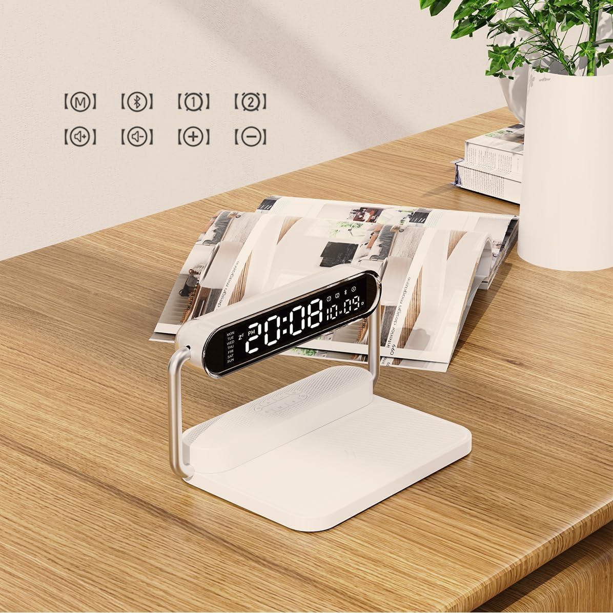 Cargador Inalámbrico Multifuncional OTXKOO M5 4-en-1 con Altavoz y Reloj