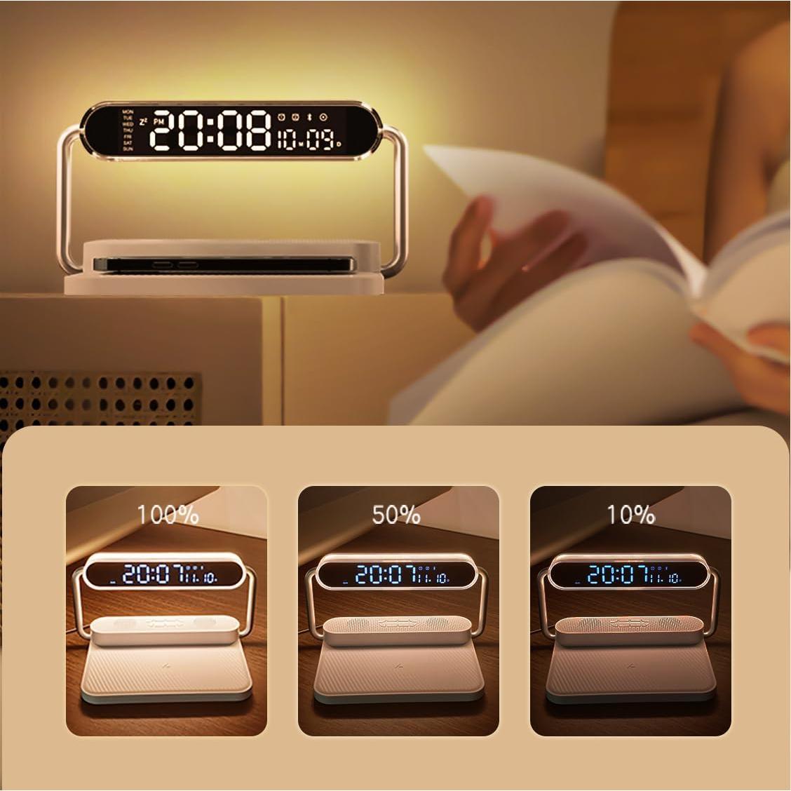 Cargador Inalámbrico Multifuncional OTXKOO M5 4-en-1 con Altavoz y Reloj