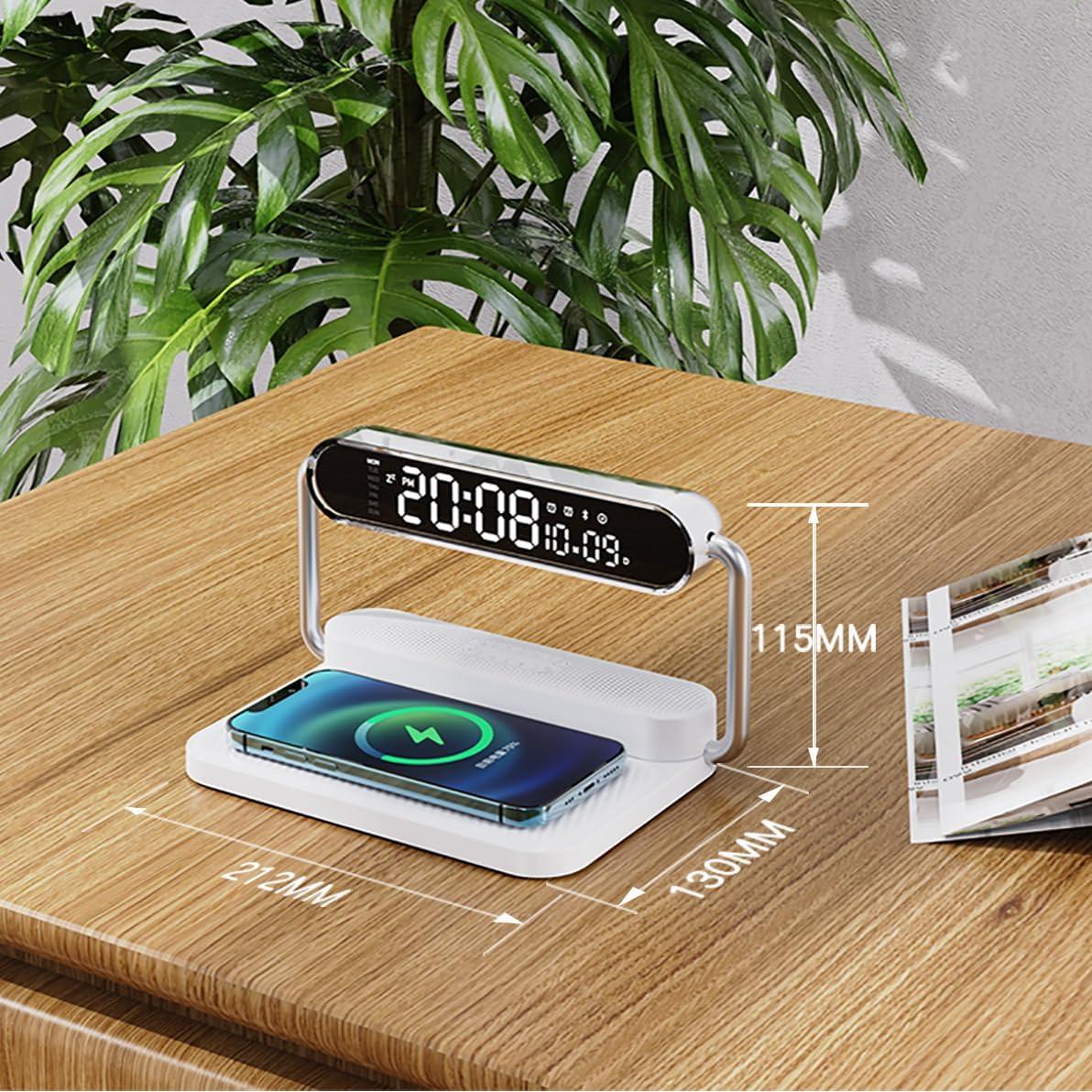 Cargador Inalámbrico Multifuncional OTXKOO M5 4-en-1 con Altavoz y Reloj