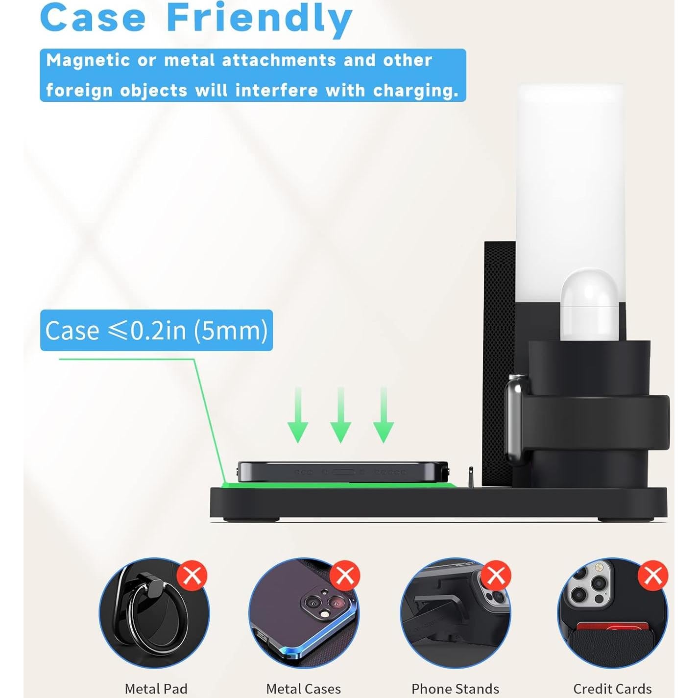 Cargador Inalámbrico LAVONE 3 en 1 con Reloj y Luz Nocturna