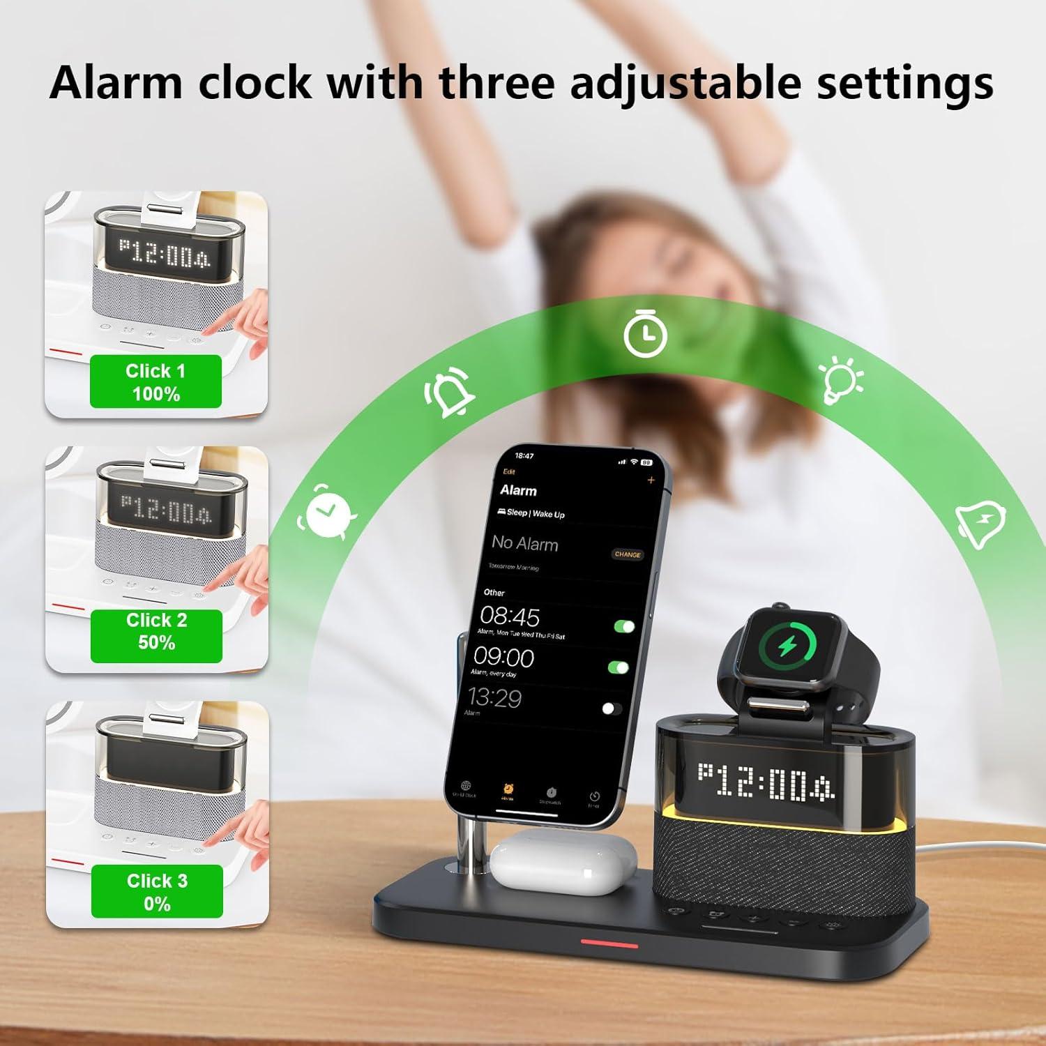 Estación de Carga Inalámbrica 5 en 1 BLKE con Reloj