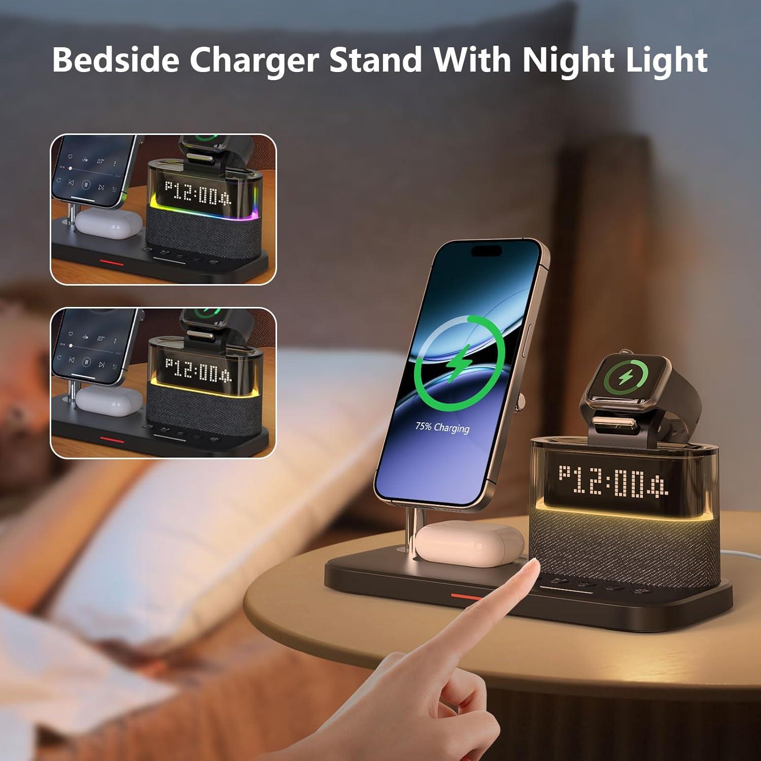 Estación de Carga Inalámbrica 5 en 1 BLKE con Reloj