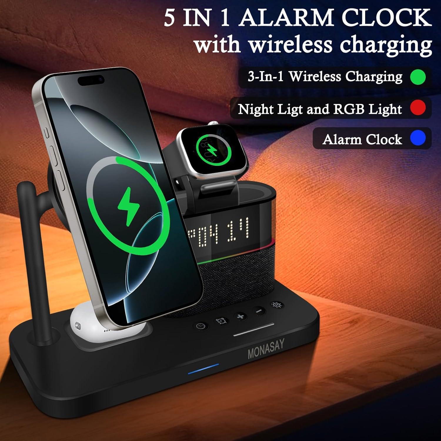 Estación de Carga Inalámbrica 5 en 1 MONASAY Negro