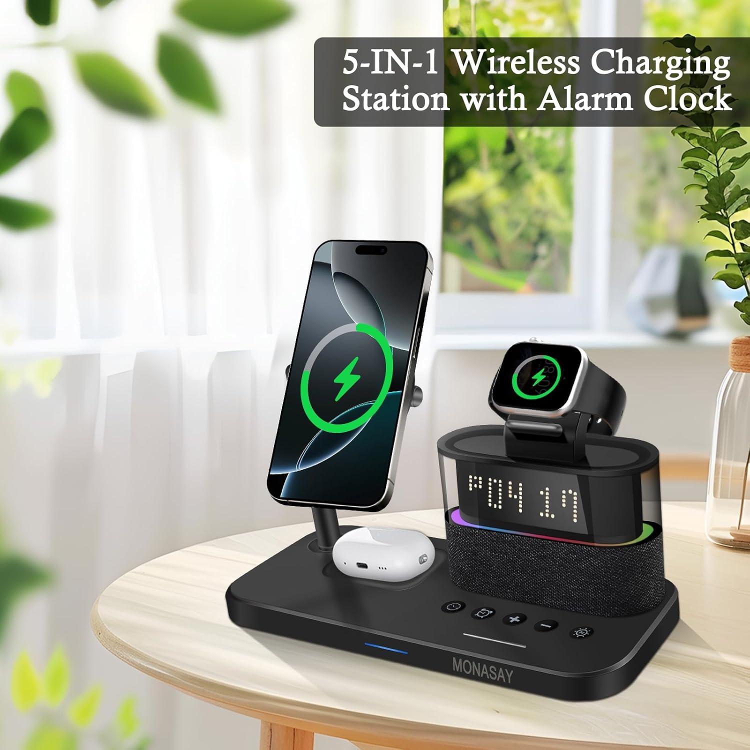 Estación de Carga Inalámbrica 5 en 1 MONASAY Negro