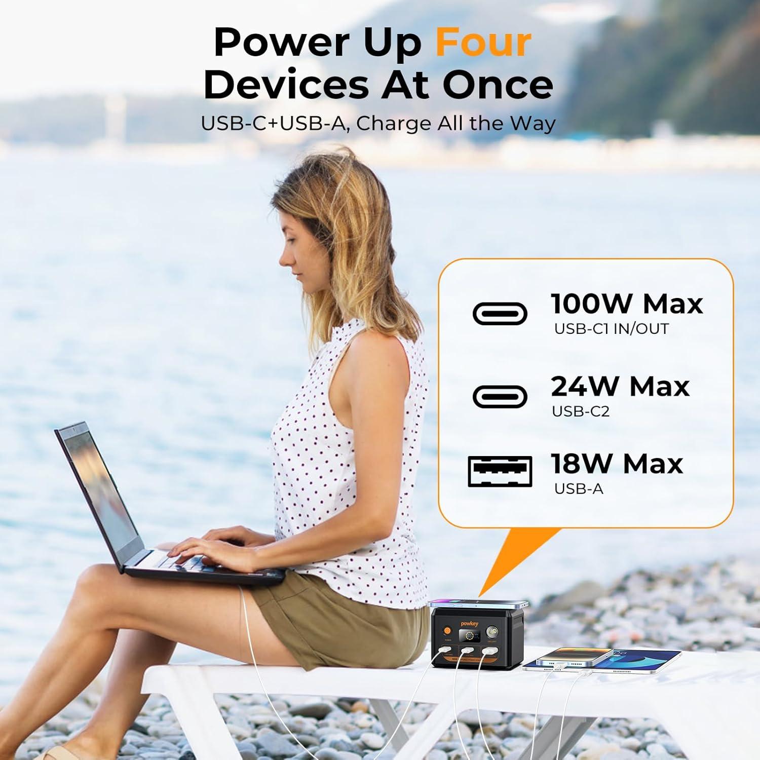 Banco de Energía Powkey 30000mAh 100W Cargador Portátil