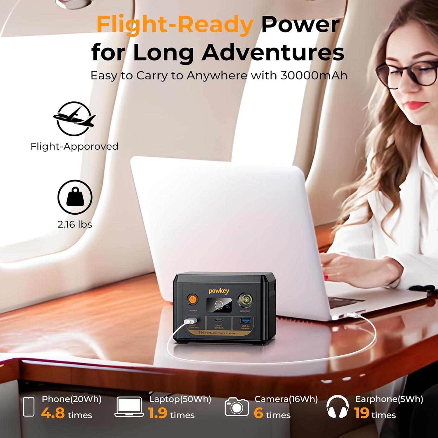 Banco de Energía Powkey 30000mAh 100W Cargador Portátil