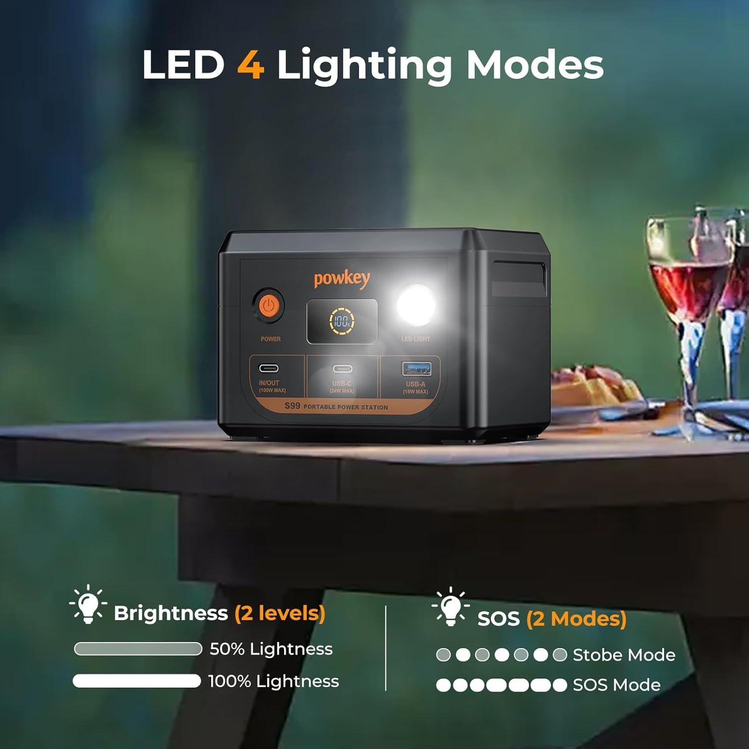 Banco de Energía Powkey 30000mAh 100W Cargador Portátil