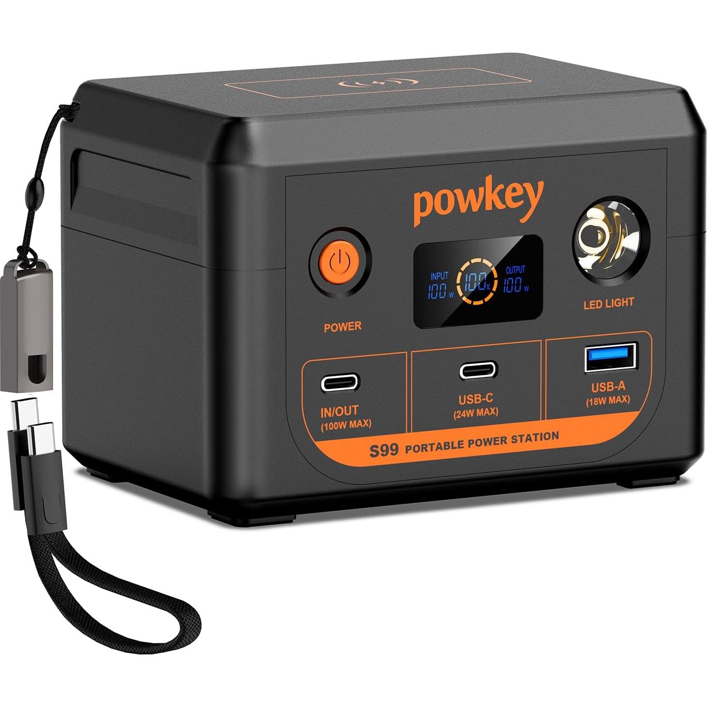 Banco de Energía Powkey 30000mAh 100W Cargador Portátil
