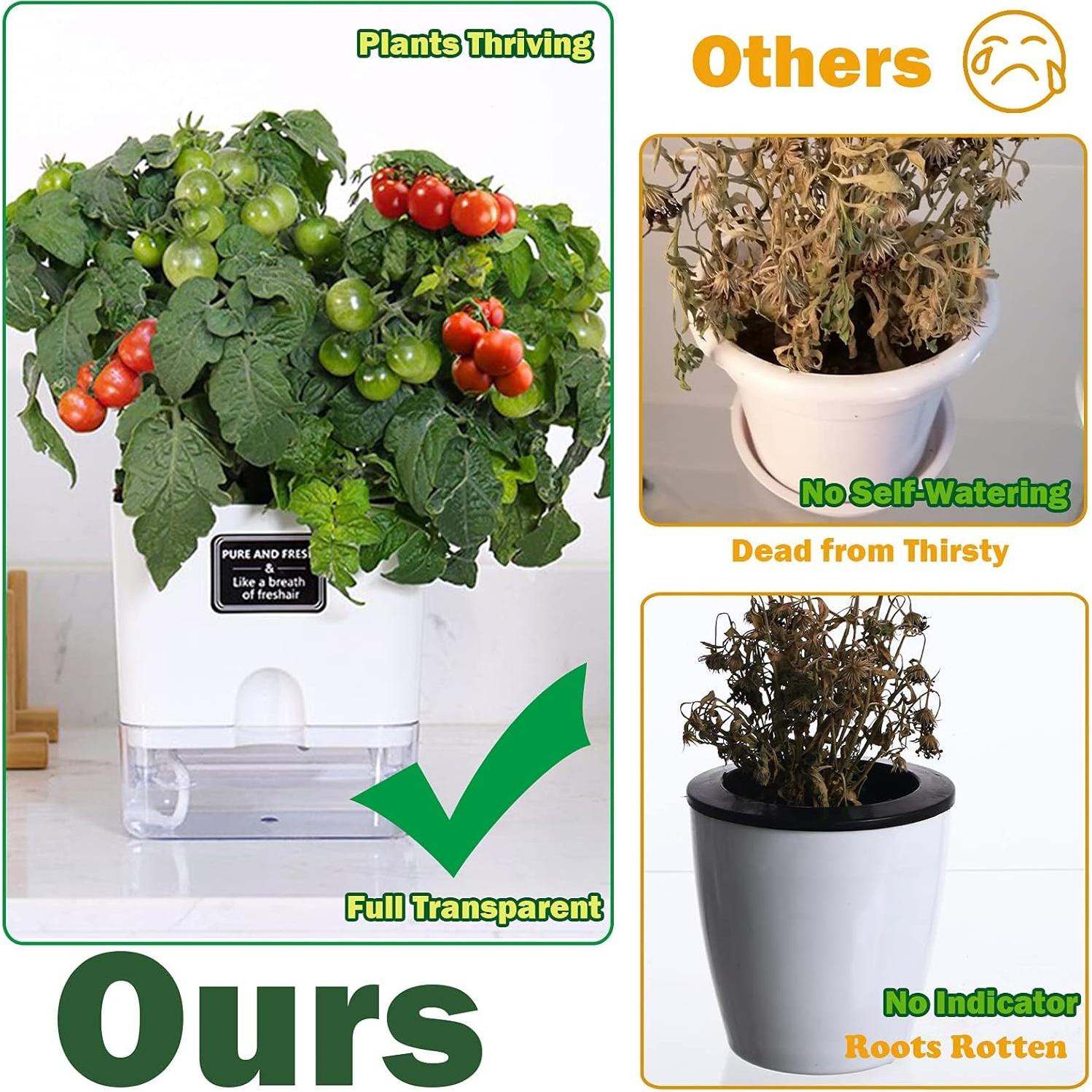 Macetas Autorriego Planterhoma 18 cm Blancas 4 Piezas