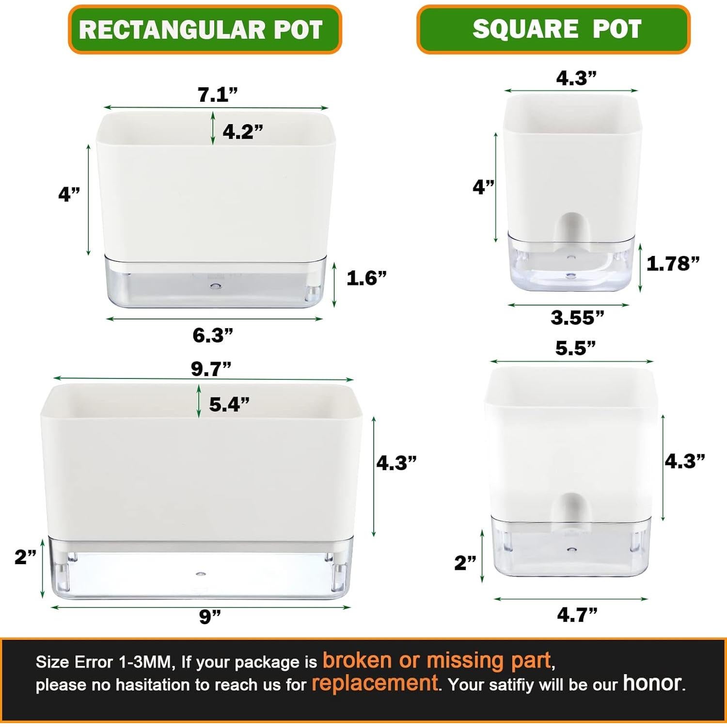 Macetas Autorriego Planterhoma 18 cm Blancas 4 Piezas