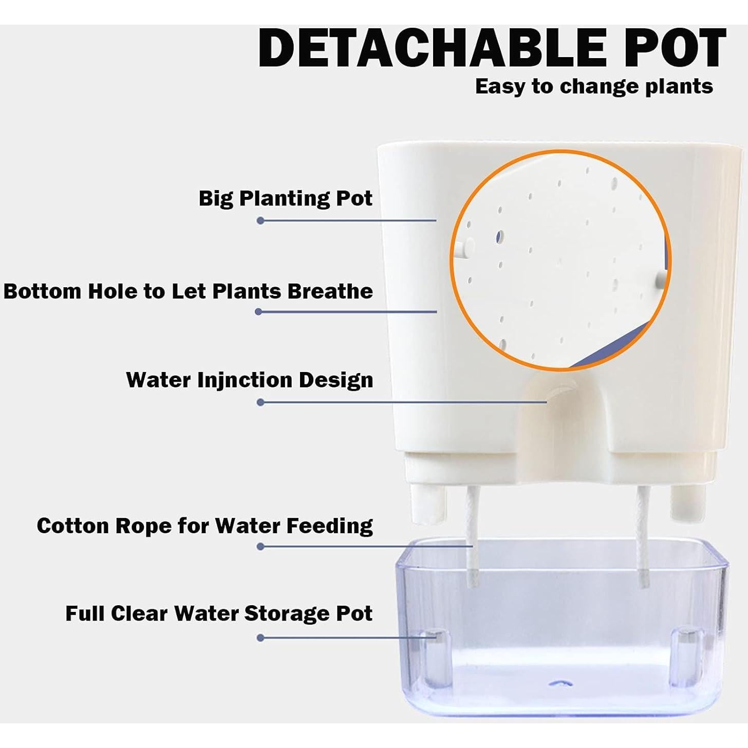 Macetas Autorriego Planterhoma 18 cm Blancas 4 Piezas