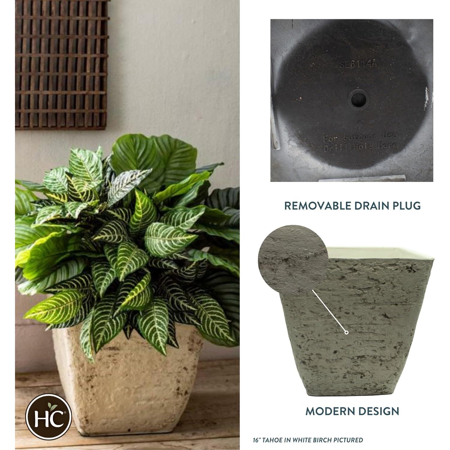 Macetero Cuadrado Alto HC Companies 58.4 cm Resistente Exterior