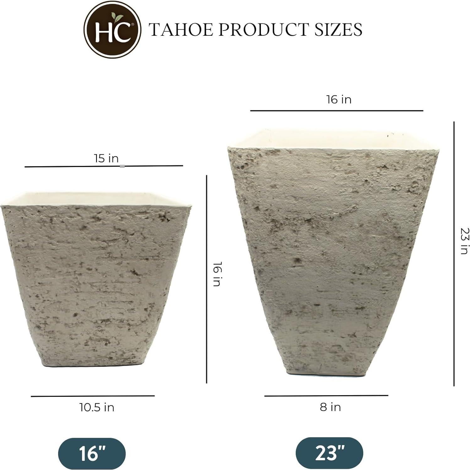 Macetero Cuadrado Alto HC Companies 58.4 cm Resistente Exterior