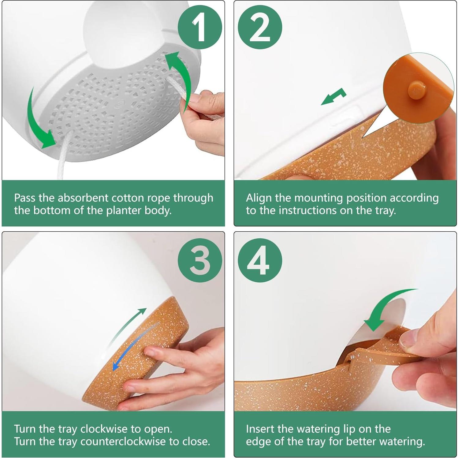 Macetas Autorriego SUN-E 3 Piezas 30-25-23 cm Blancas