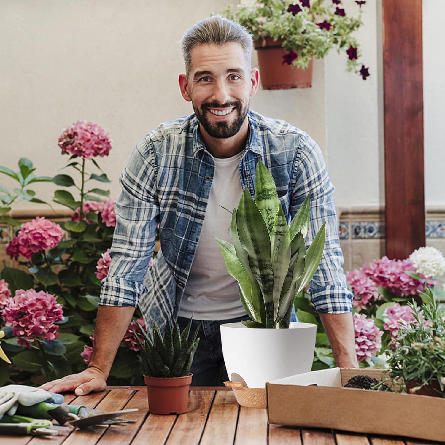 Macetas Autorriego SUN-E 3 Piezas 30-25-23 cm Blancas