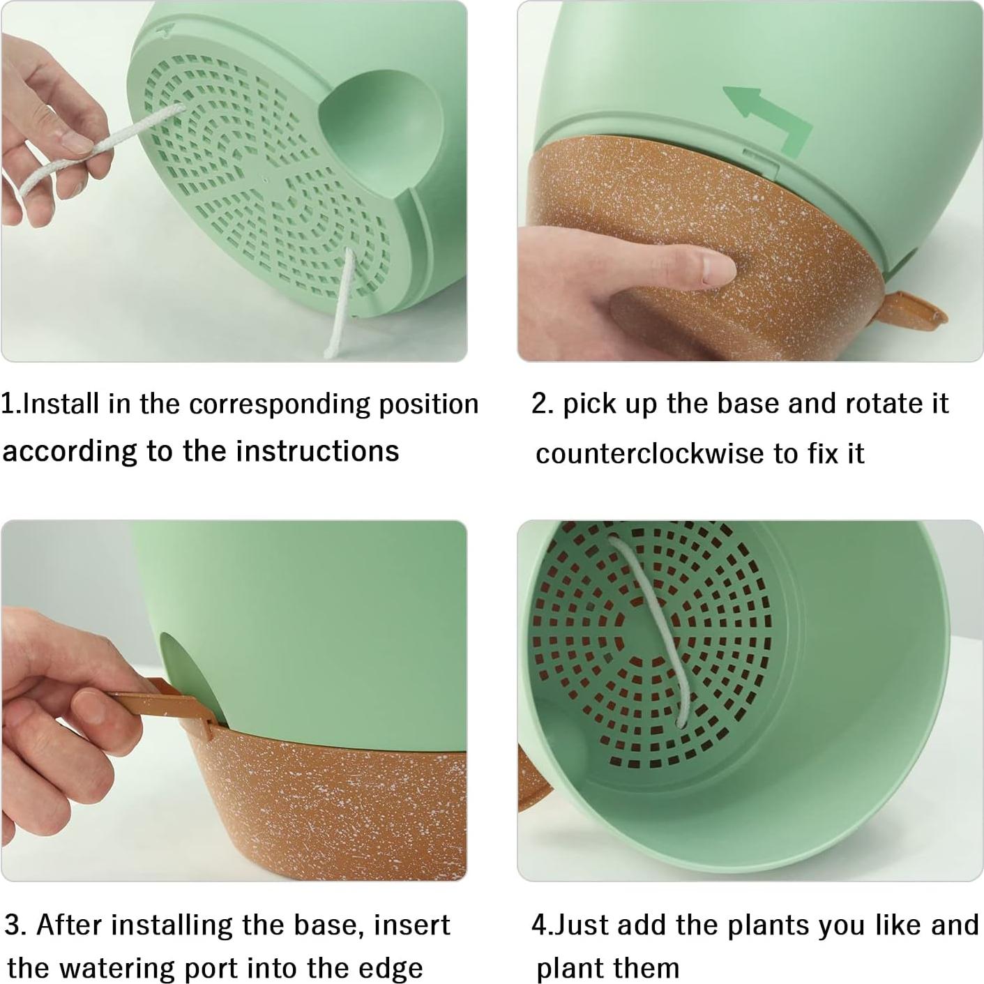 Macetas Autorriego UUBEMM Verde, Juego de 3, 25.4/22.9/20.3 cm