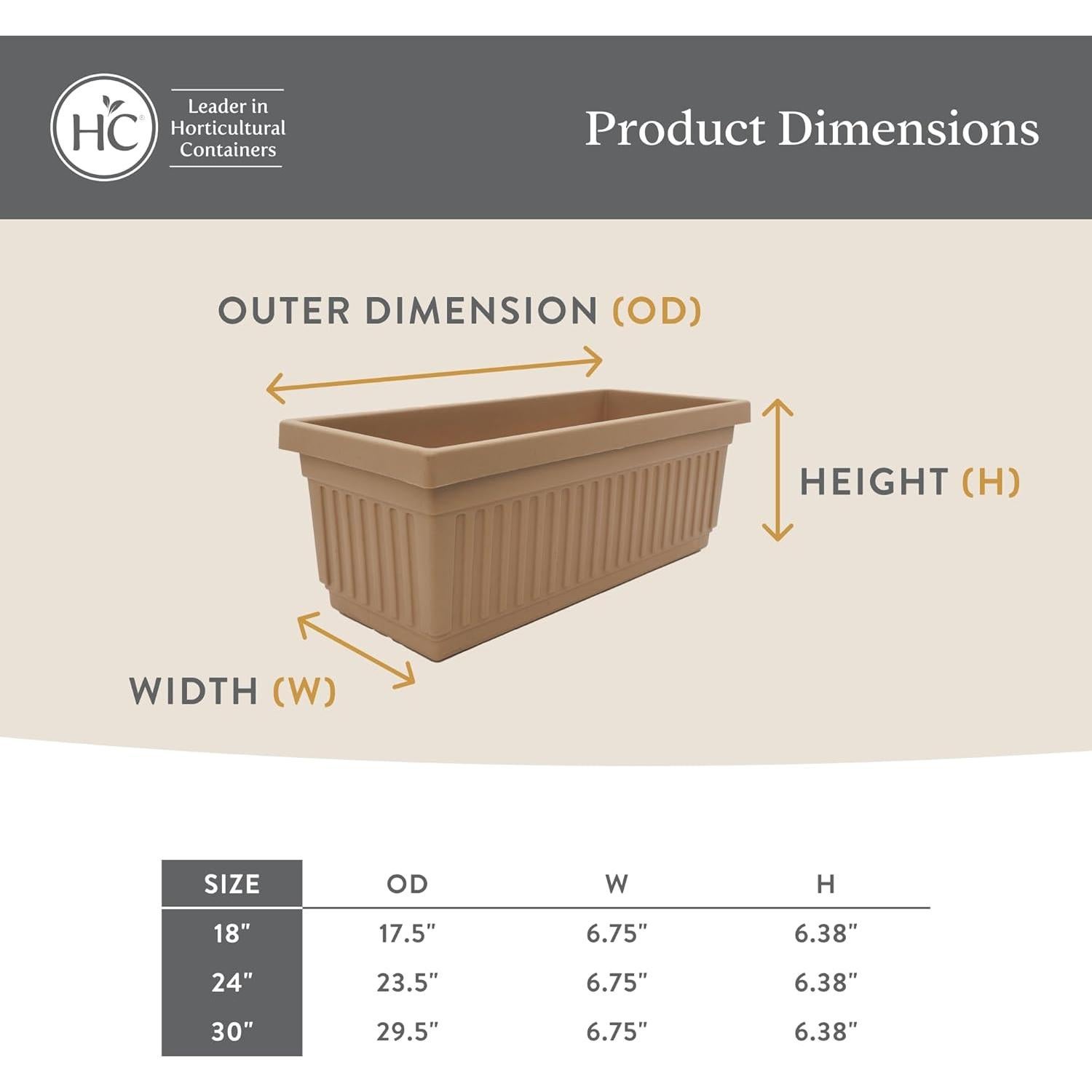 Caja de Macetas Larga The HC Companies 76.2 cm Chocolate Paquete 2