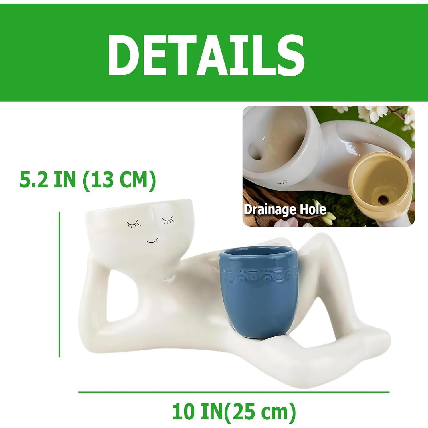 Macetero Chico Perezoso Jiyikua de Resina Azul 13x25cm