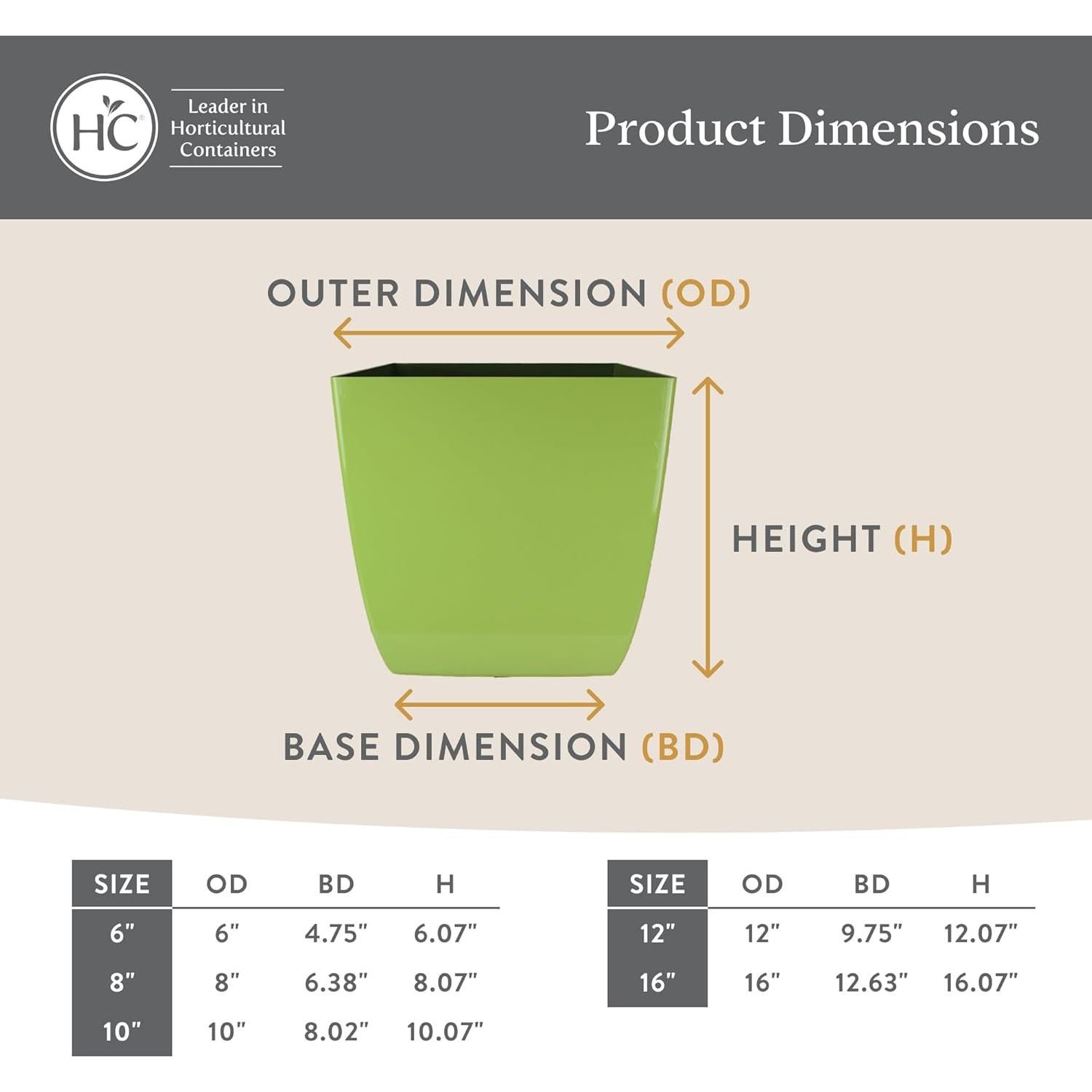 Maceta Cuadrada Autorriego El HC Companies 15.24 cm Blanco Mate - Paquete de 2