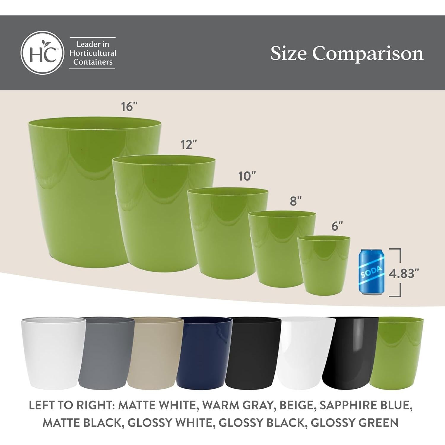 Maceta Redonda Autorriego El HC Companies 15.24 cm Gris Cálido - Paquete de 2