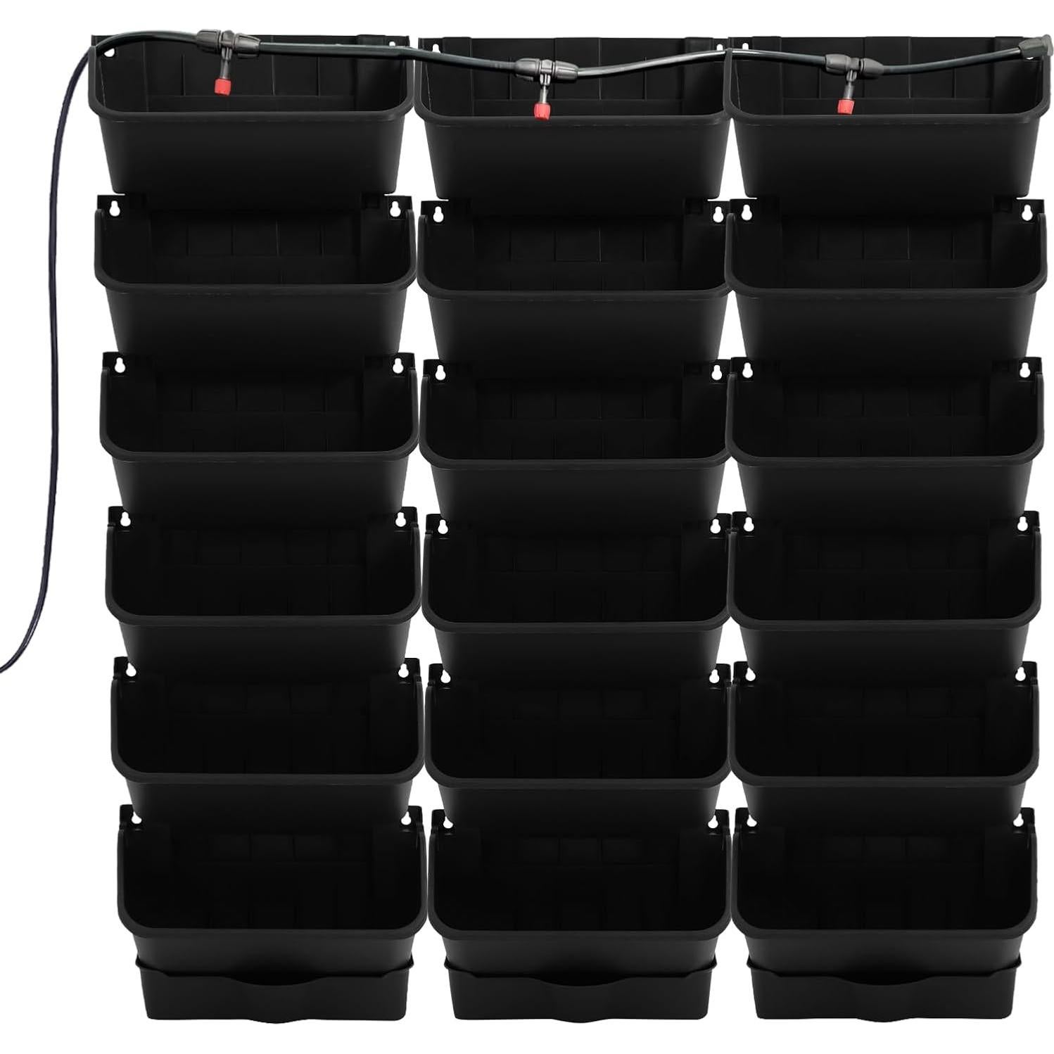 Macetas Verticales Autorriego CCXYYFDJ - 18 Unidades Negro