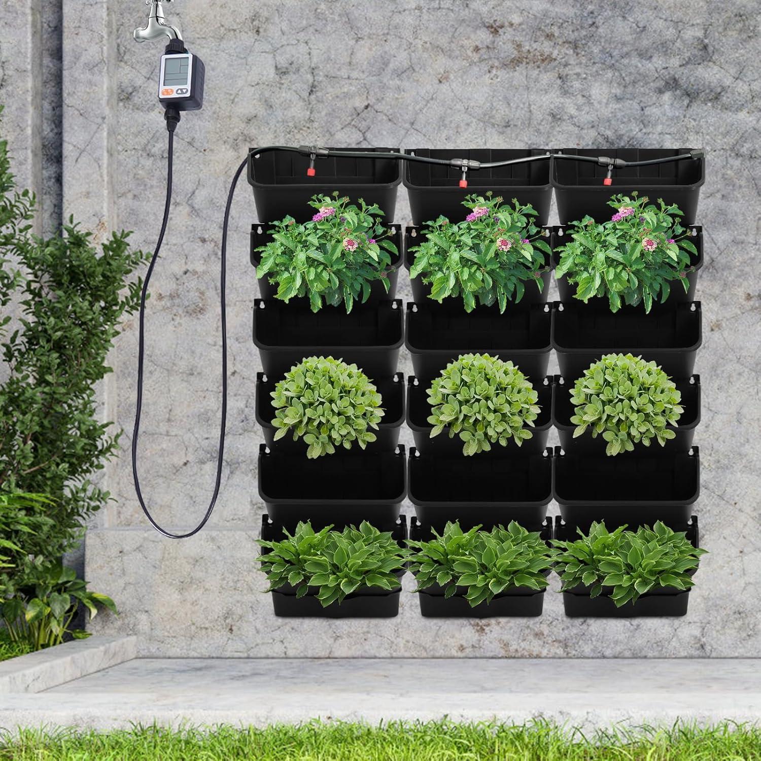 Macetas Verticales Autorriego CCXYYFDJ - 18 Unidades Negro