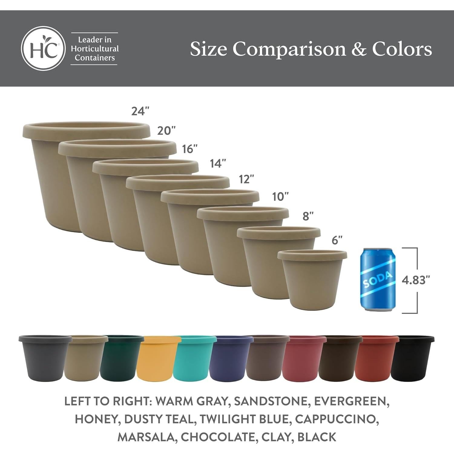 Maceta Redonda de Plástico El HC Companies 15.24 cm - Paquete de 4