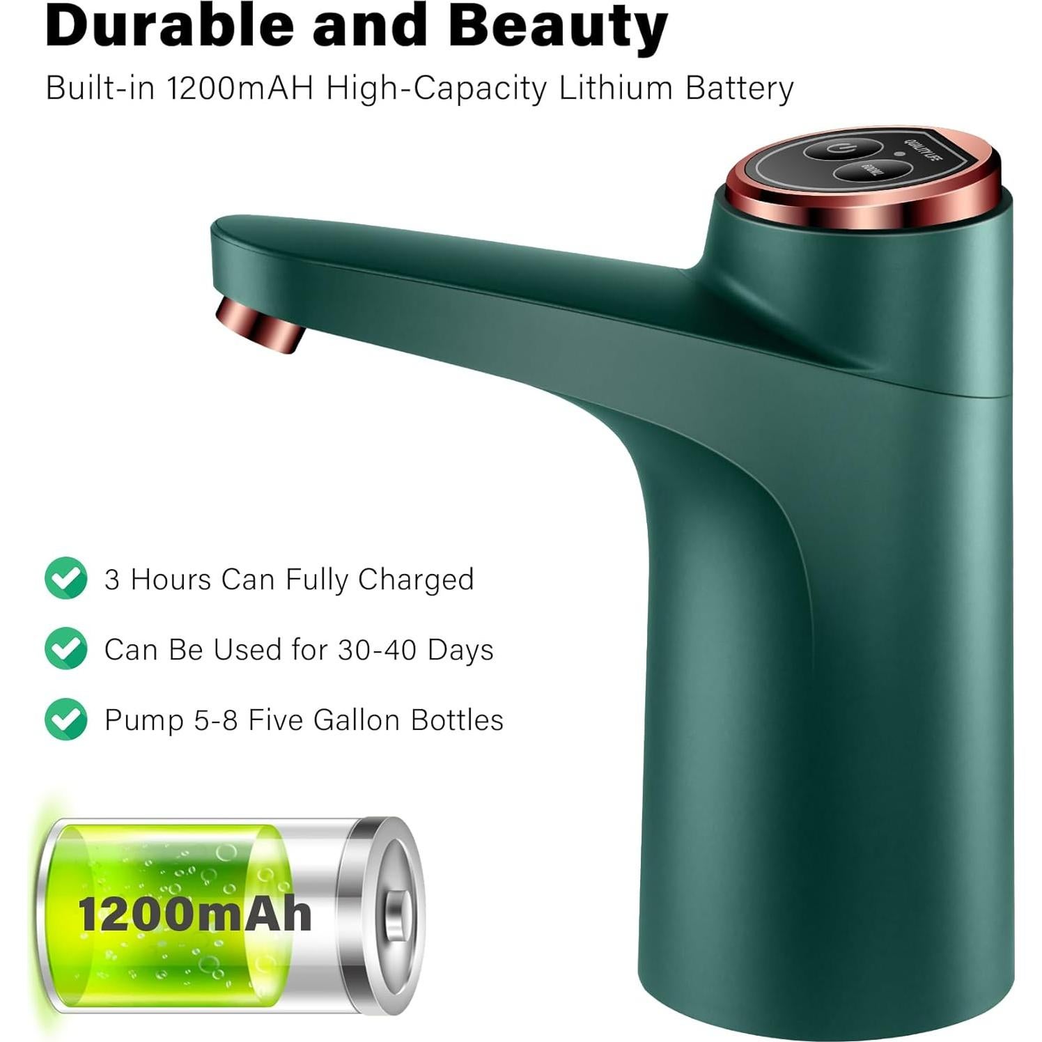 Bomba de Agua Eléctrica Recargable LanHiJY 5 Galones Verde