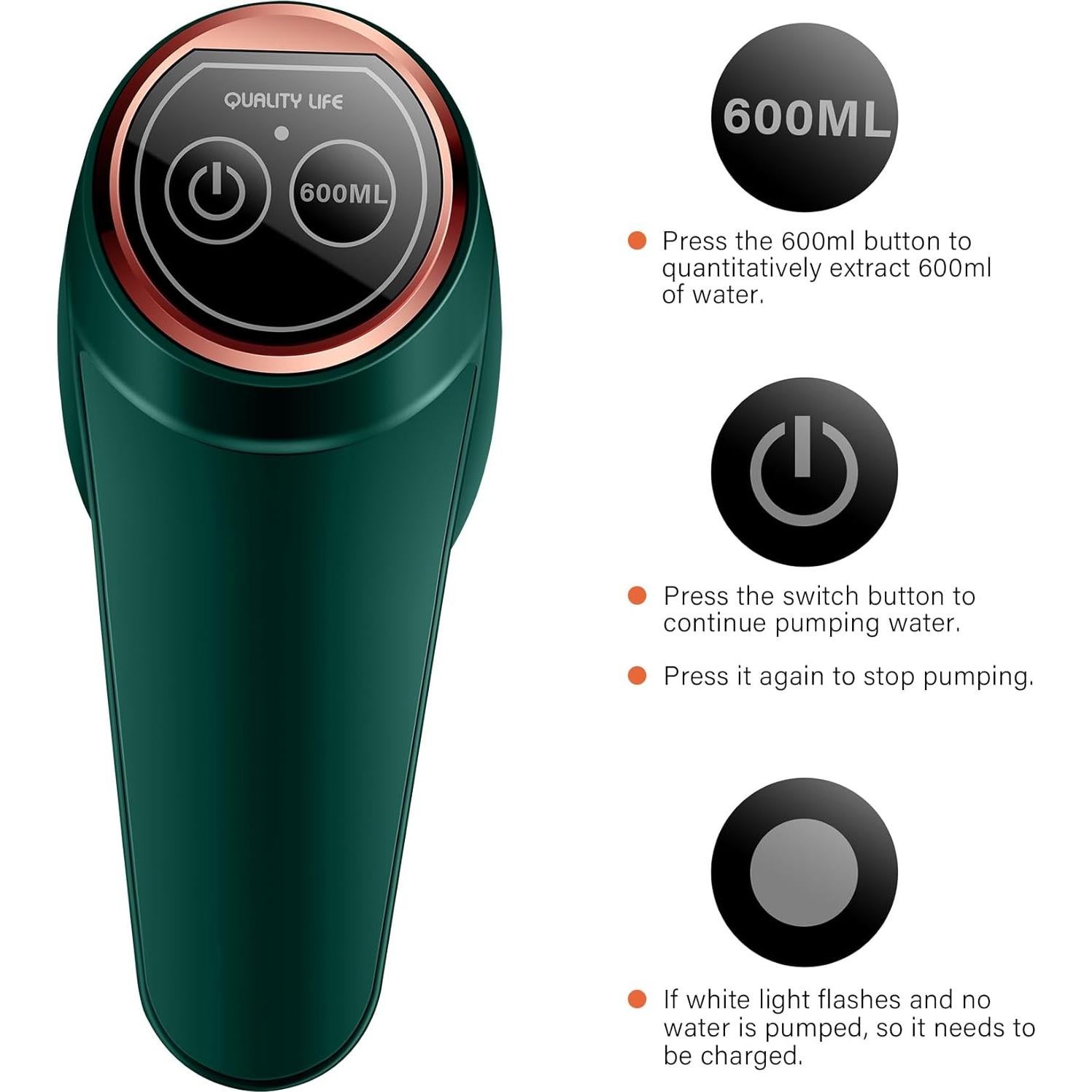 Bomba de Agua Eléctrica Recargable LanHiJY 5 Galones Verde