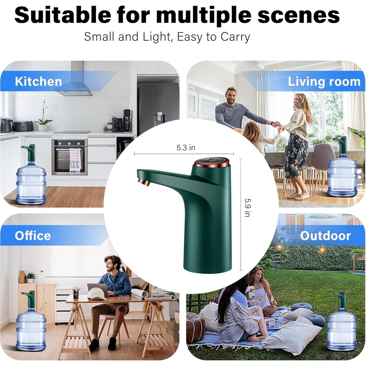 Bomba de Agua Eléctrica Recargable LanHiJY 5 Galones Verde