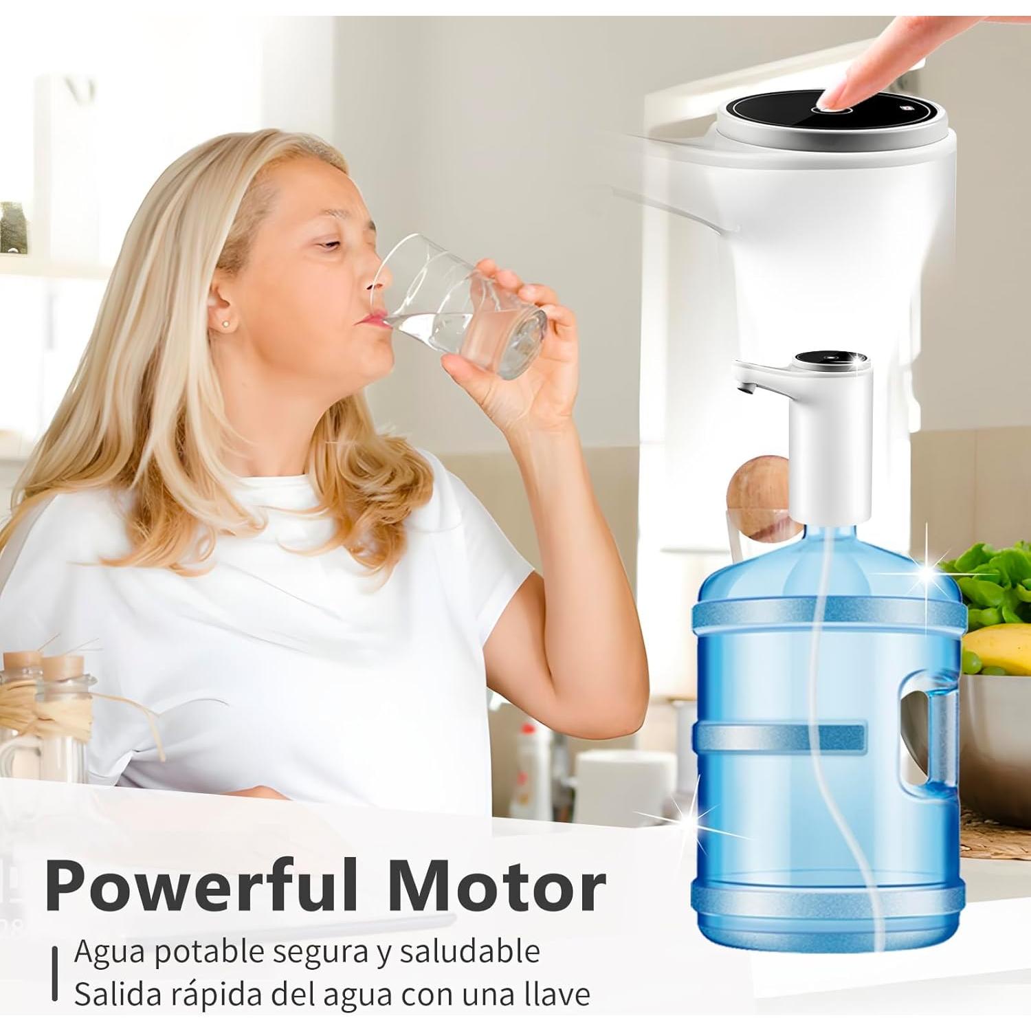 EASYSPEED Water Dispenser for 5 Gallon Bottle Portable Electric Water Pump with 2 Adapters USB-C Charging Battery Powered Automatic Drinking Water Dispenser for Camping, Travel, Kitchen, Office,White