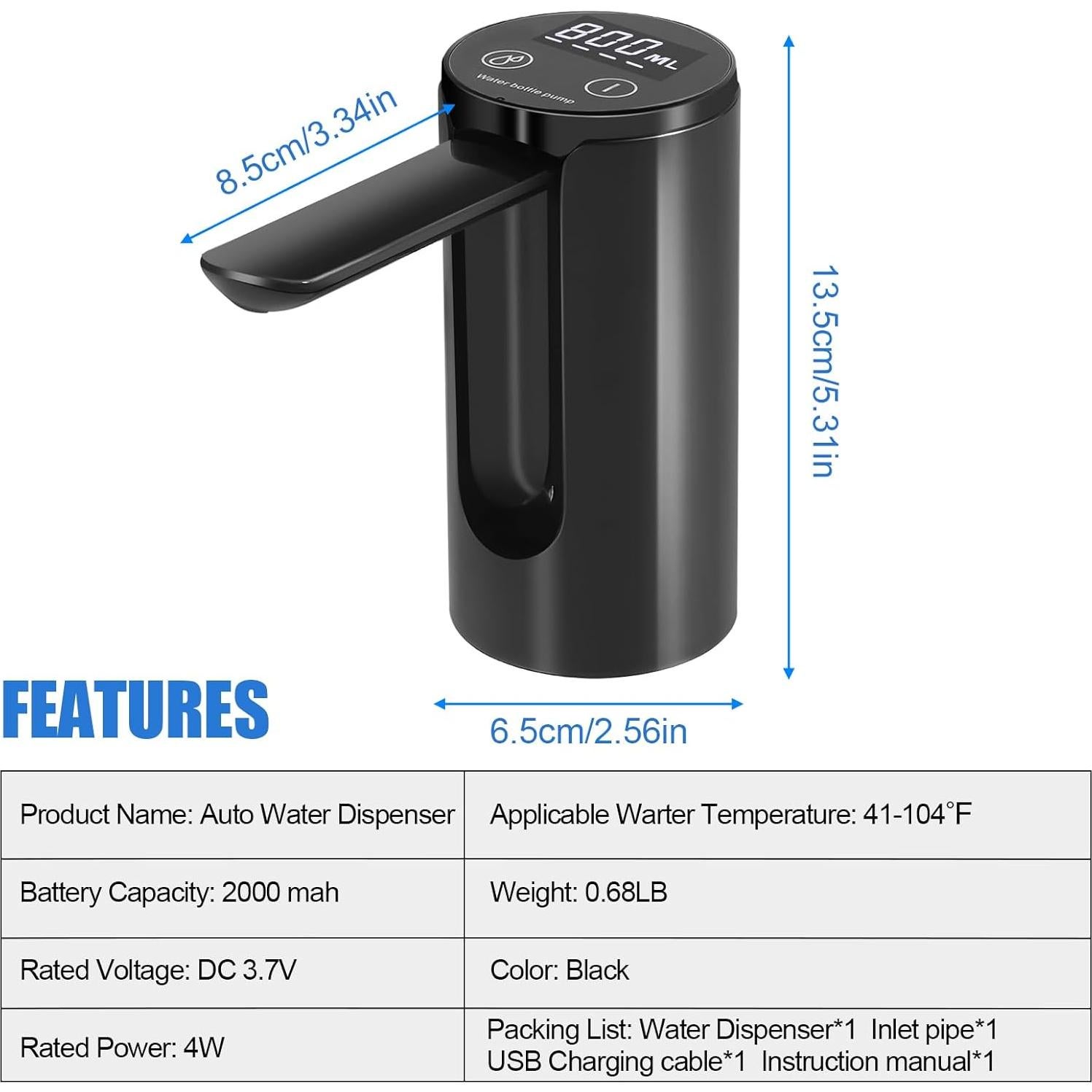 Dispensador de Agua Automático Digury 5 Galones Plegable USB