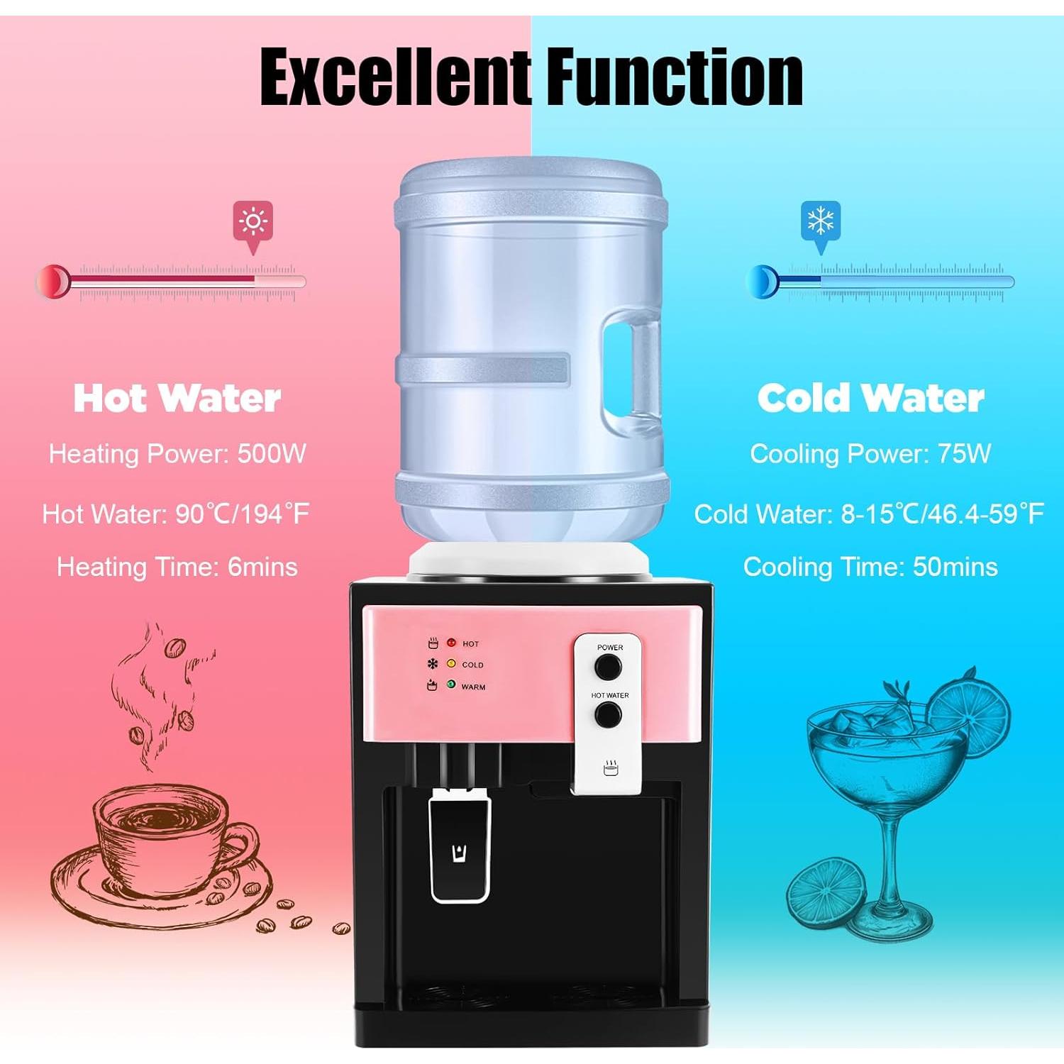 Dispensador de Agua Caliente y Frío QQDETRR 500W 26.92x23.98cm