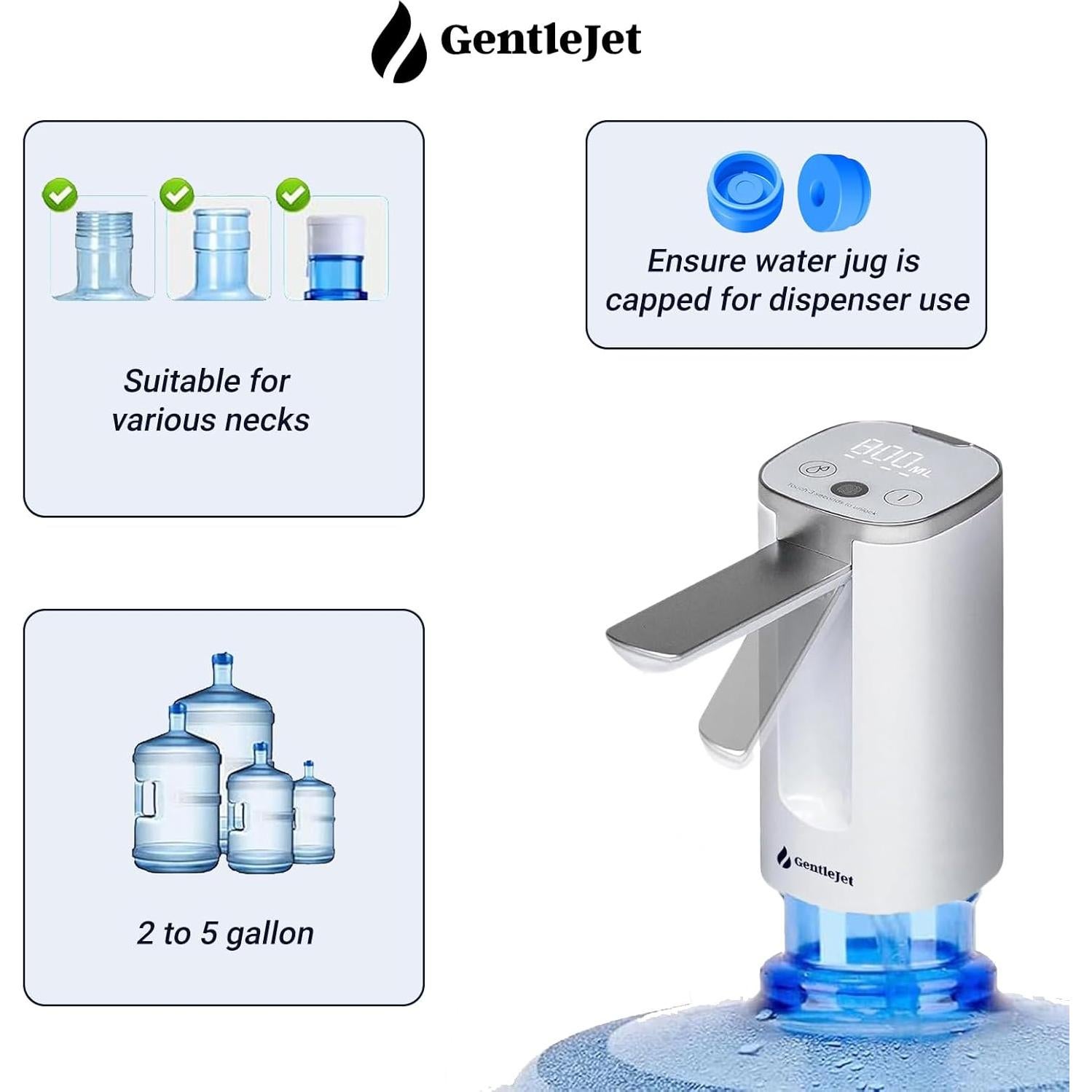 Dispensador Automático de Agua GentleJet 5 Galones USB Tipo-C