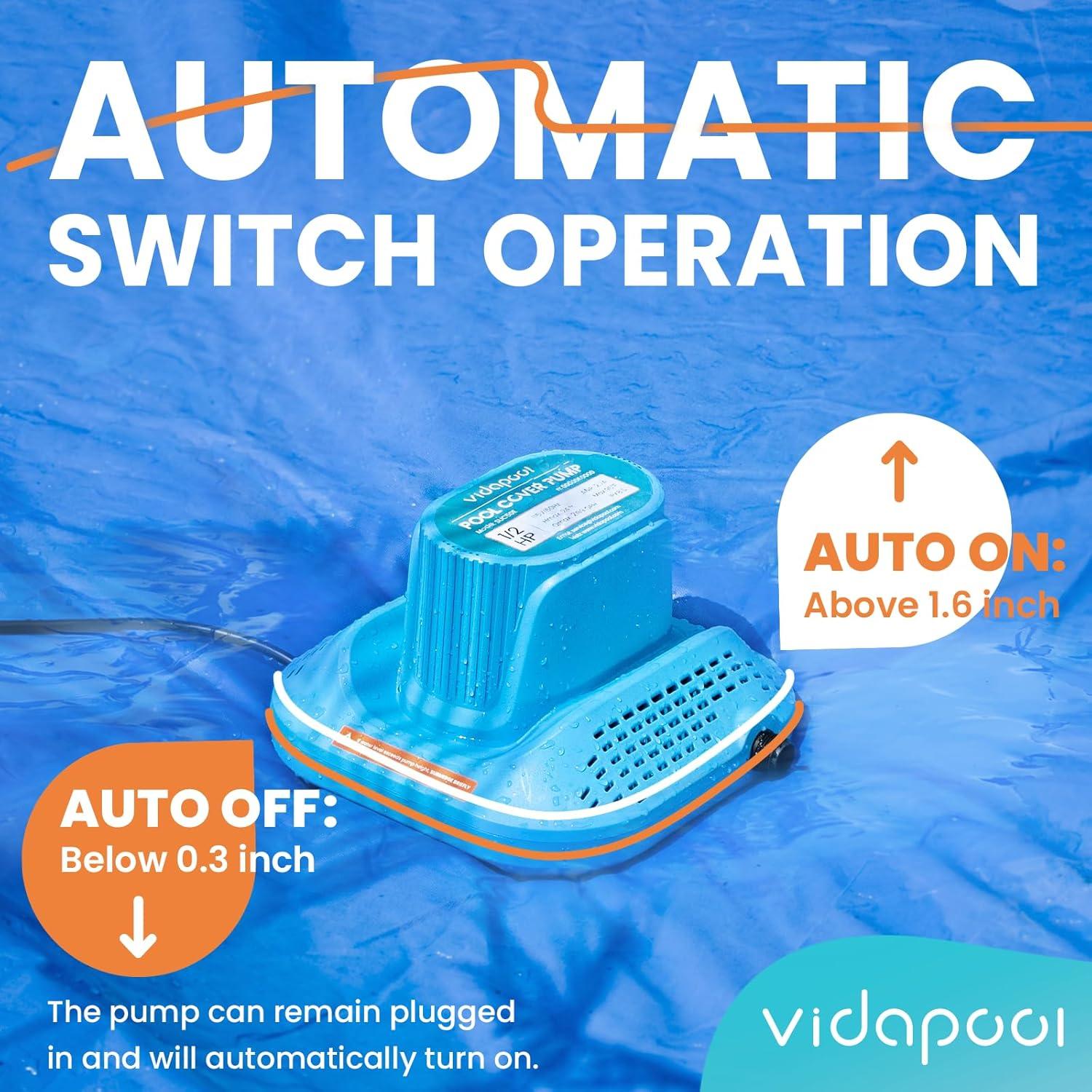 Bomba Sumergible Vidapool 1/2 HP 8500 L/h Automática 8.08m
