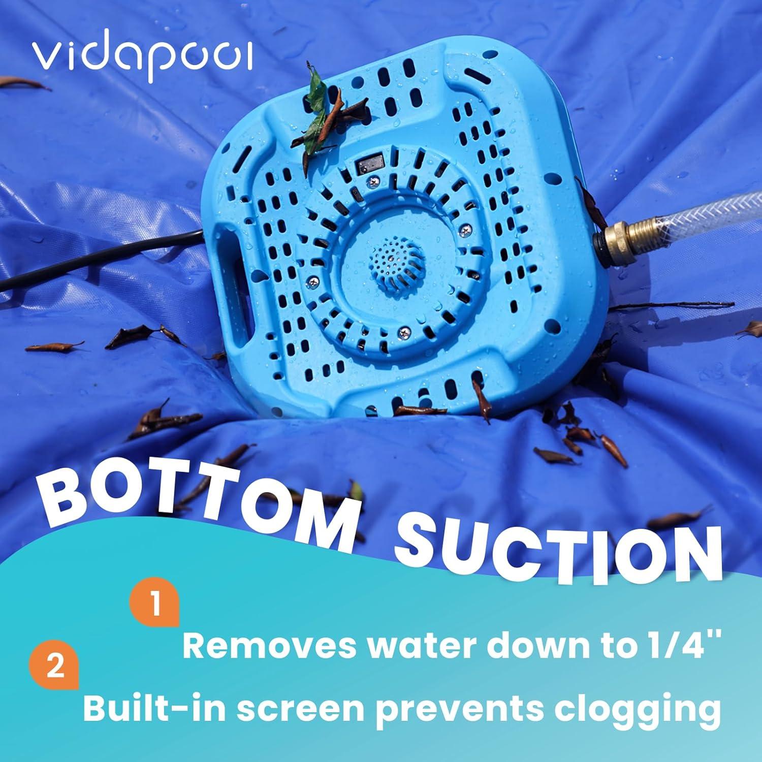 Bomba Sumergible Vidapool 1/2 HP 8500 L/h Automática 8.08m