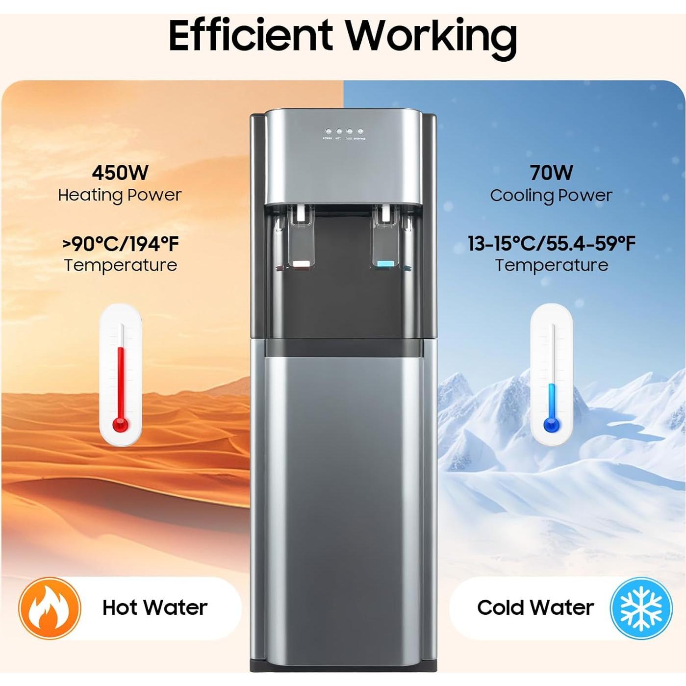 Dispensador de Agua de Carga Inferior Gosangom 20L Caliente y Frío