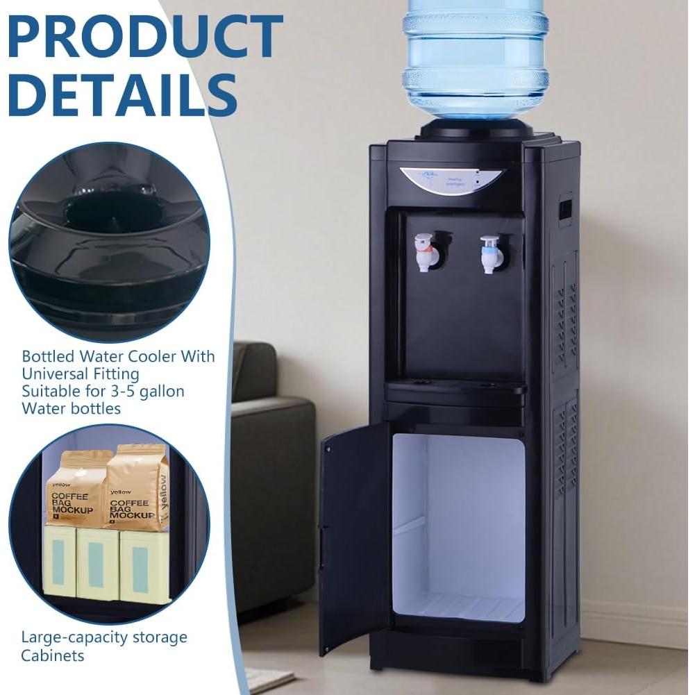 Dispensador de Agua Caliente y Fría LUVCMFT 5 Galones Negro