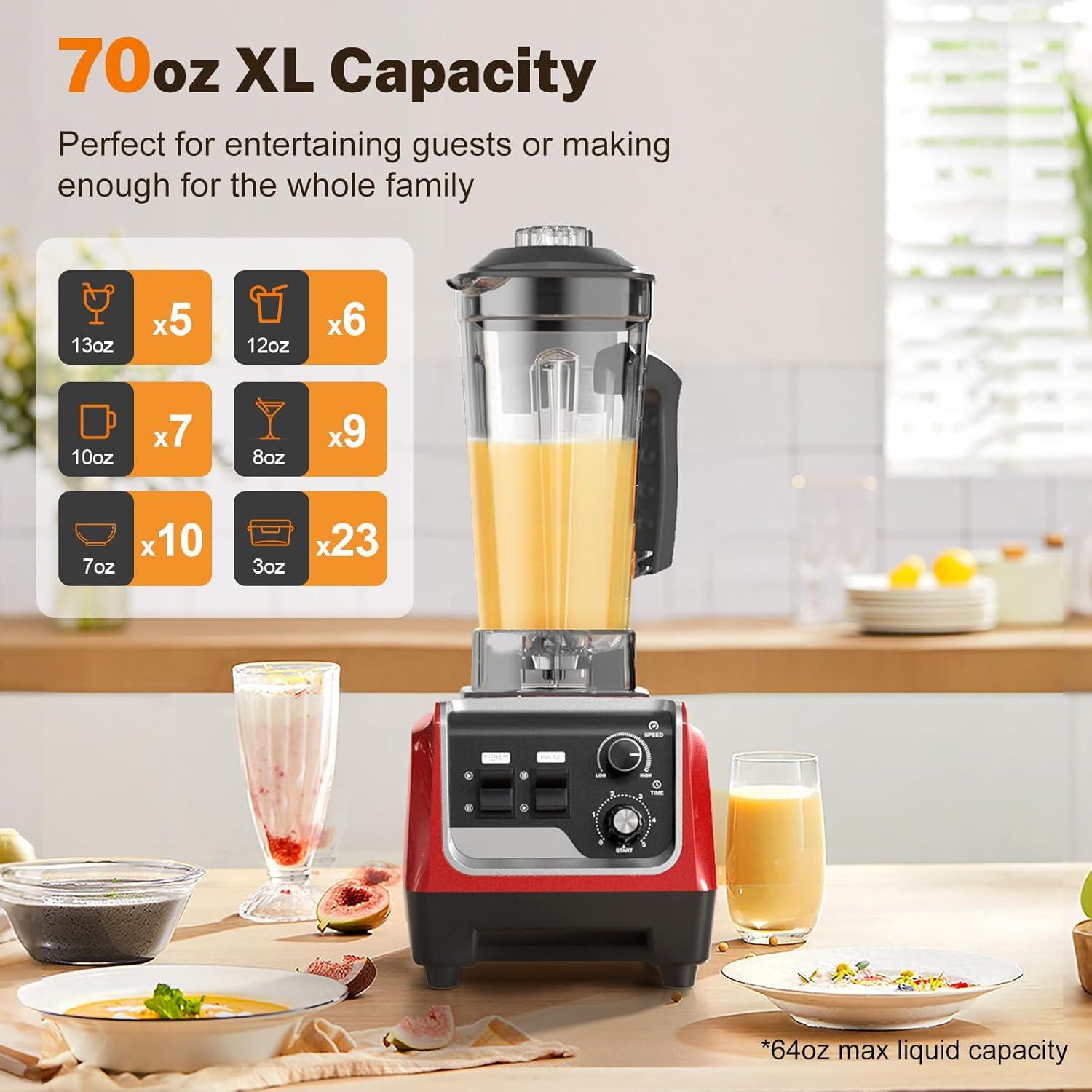 Batidora de Smoothie MAGETANG 1800W 70 Oz Sin BPA Roja