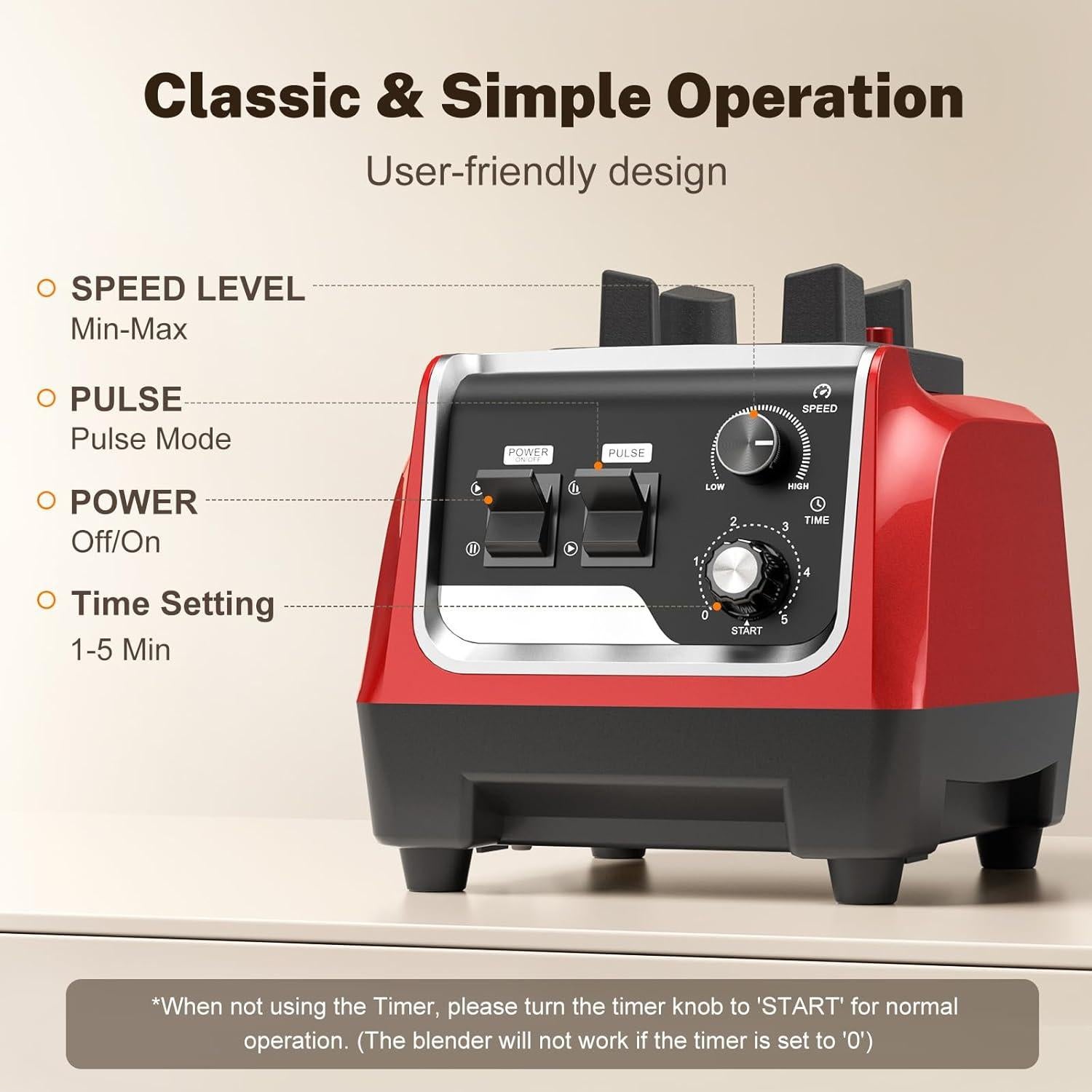 Batidora de Smoothie MAGETANG 1800W 70 Oz Sin BPA Roja