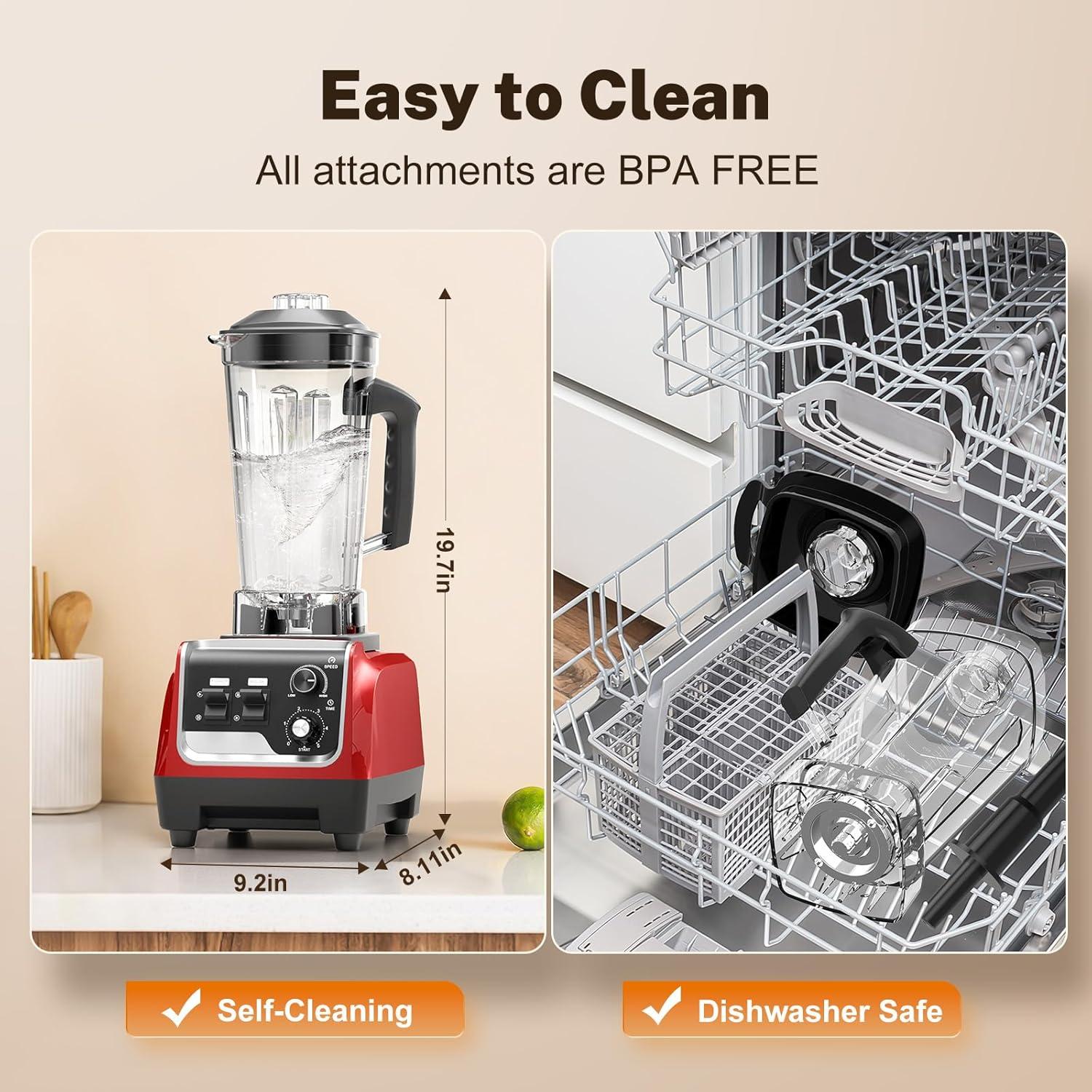 Batidora de Smoothie MAGETANG 1800W 70 Oz Sin BPA Roja