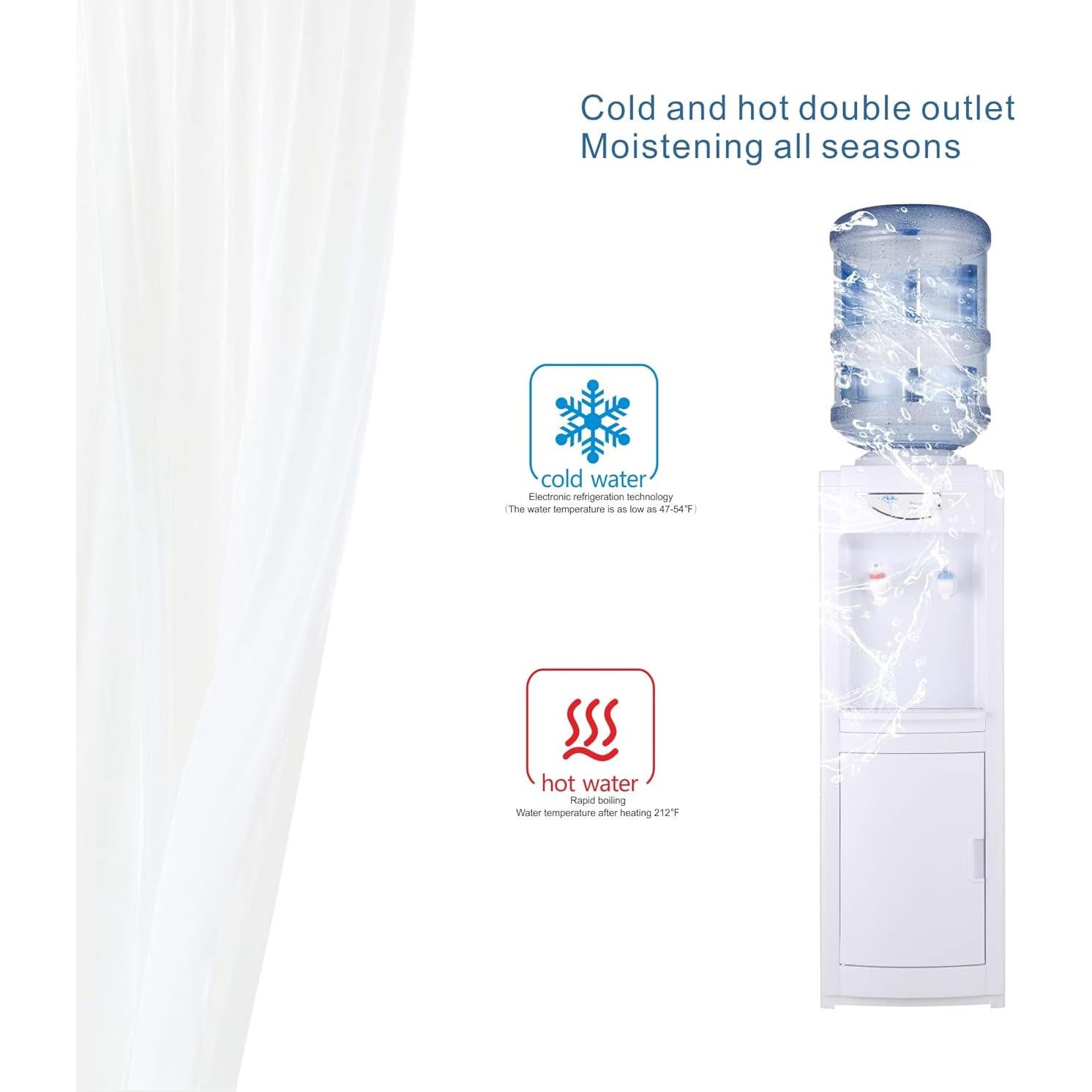 Dispensador de Agua Fría y Caliente Genérico 5 Galones Blanco