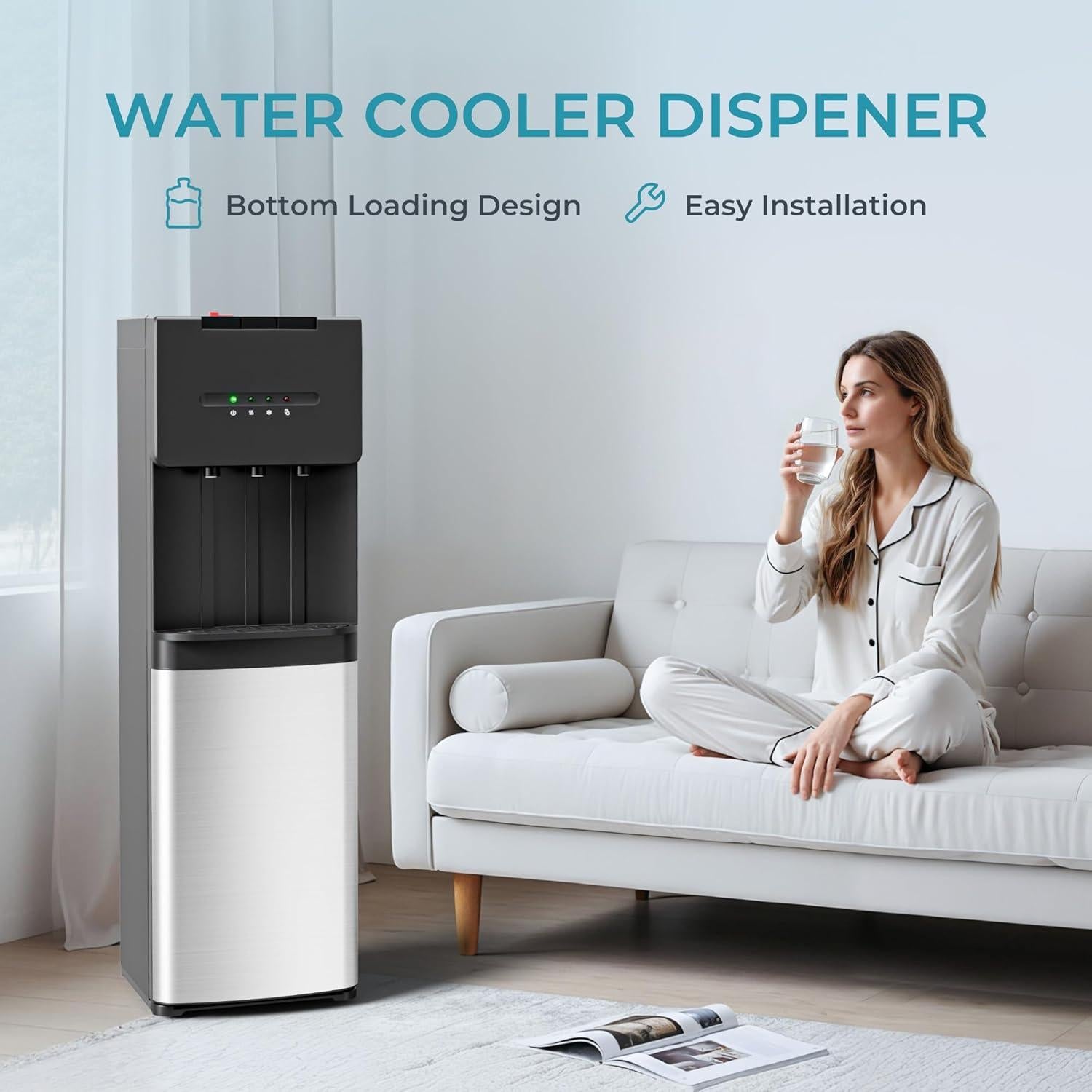 Dispensador de Agua EUHOMY Carga Inferior 5 Galones 3 Temperaturas