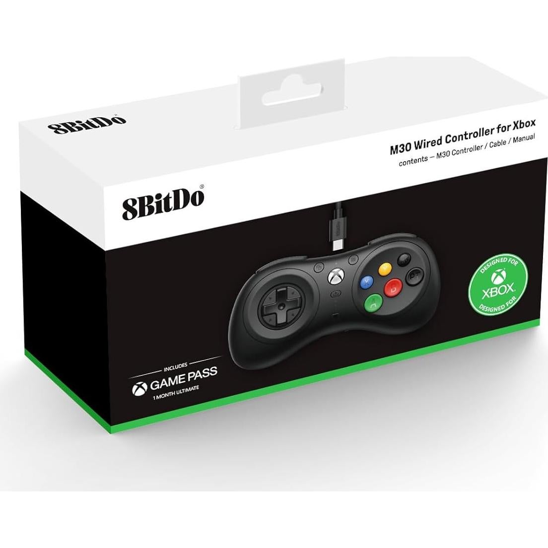 Controlador con cable 8Bitdo M30 para Xbox y Windows - Licencia oficial