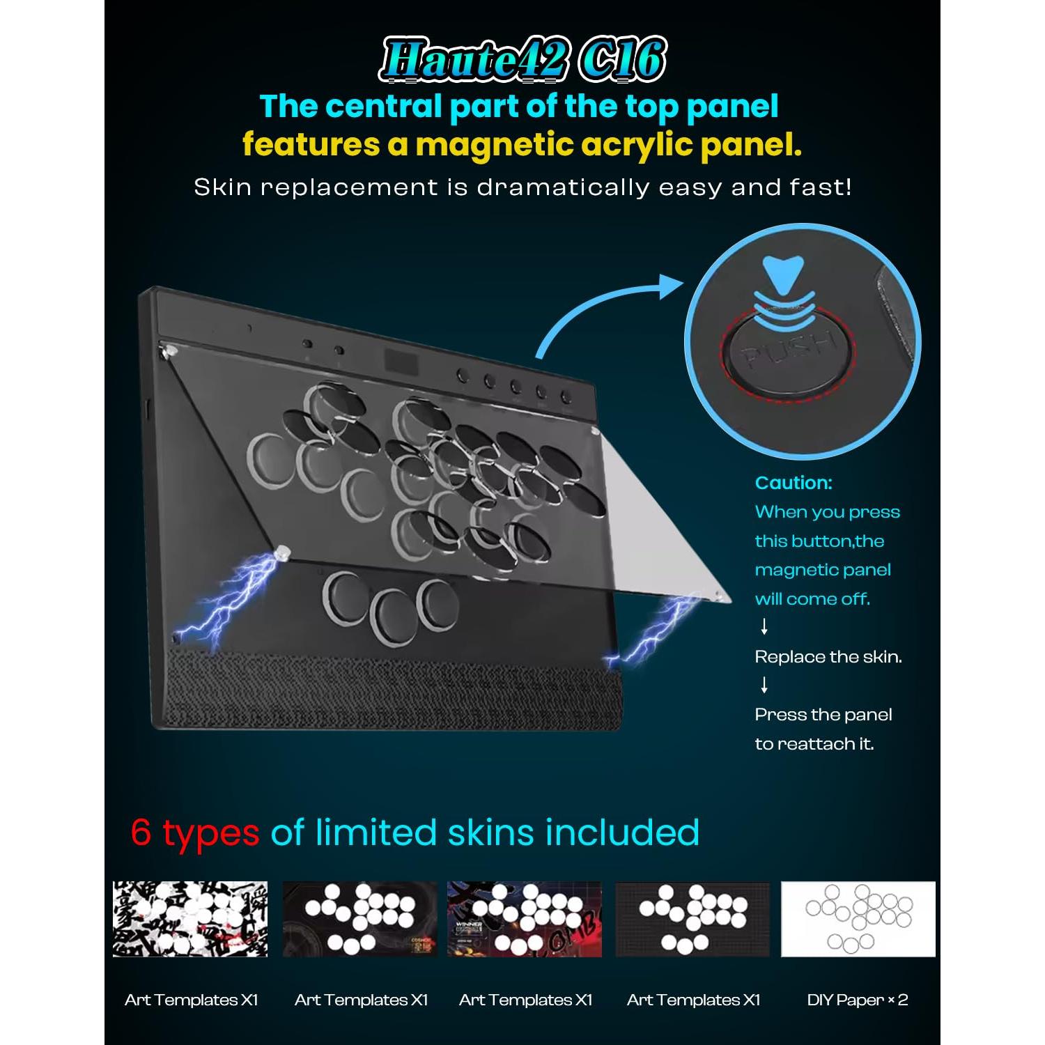 Controlador de Arcade Sehawei Haute42 C16 - RGB, Panel Magnético