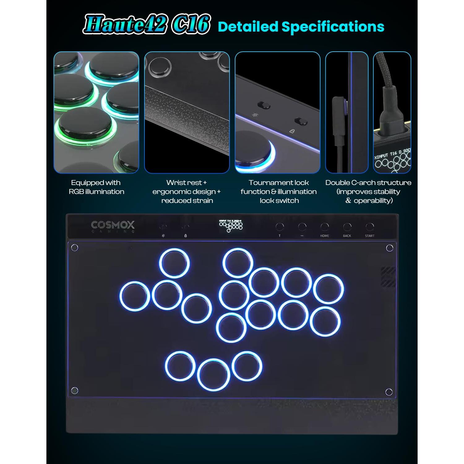 Controlador de Arcade Sehawei Haute42 C16 - RGB, Panel Magnético